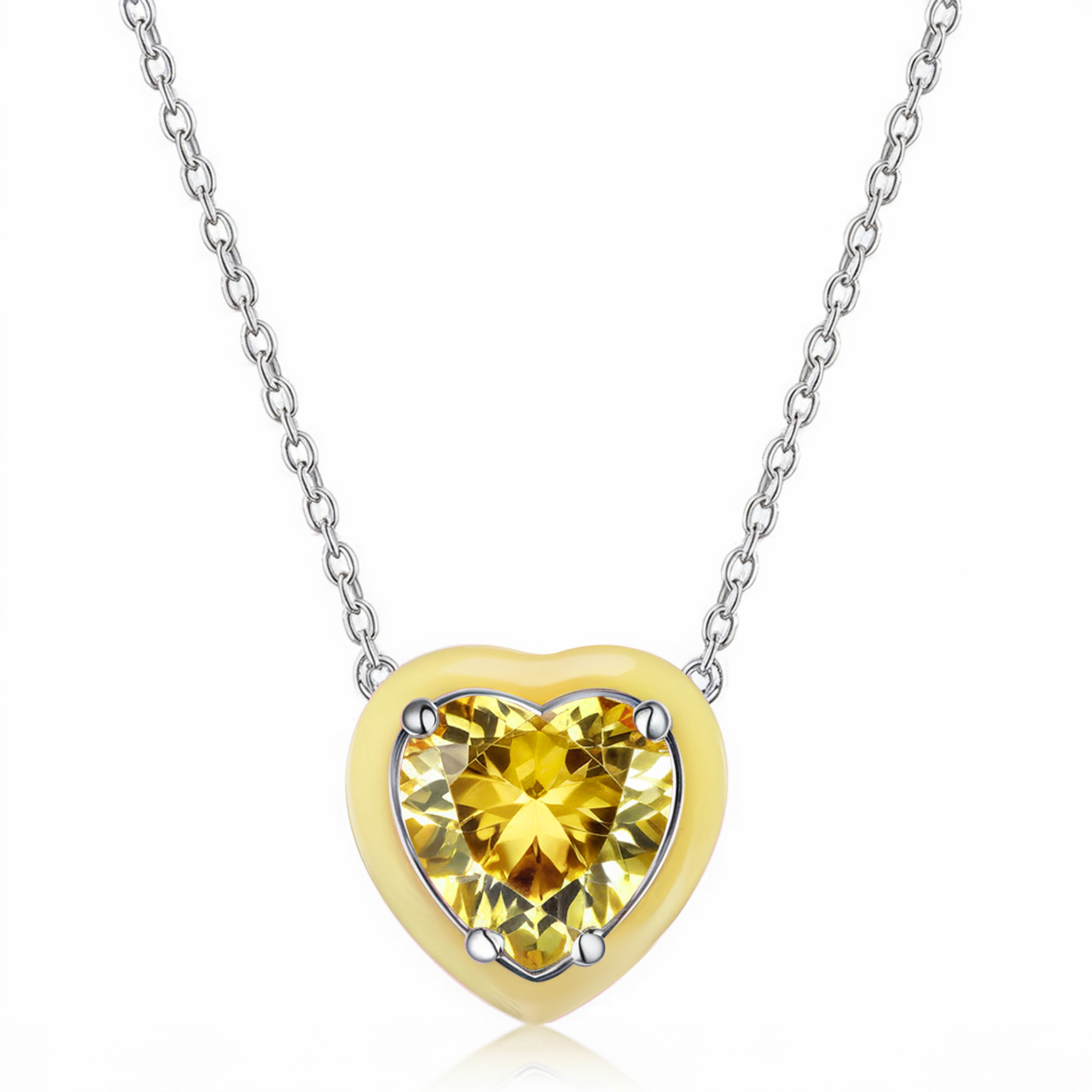 Collier Cœur Diamant Rose