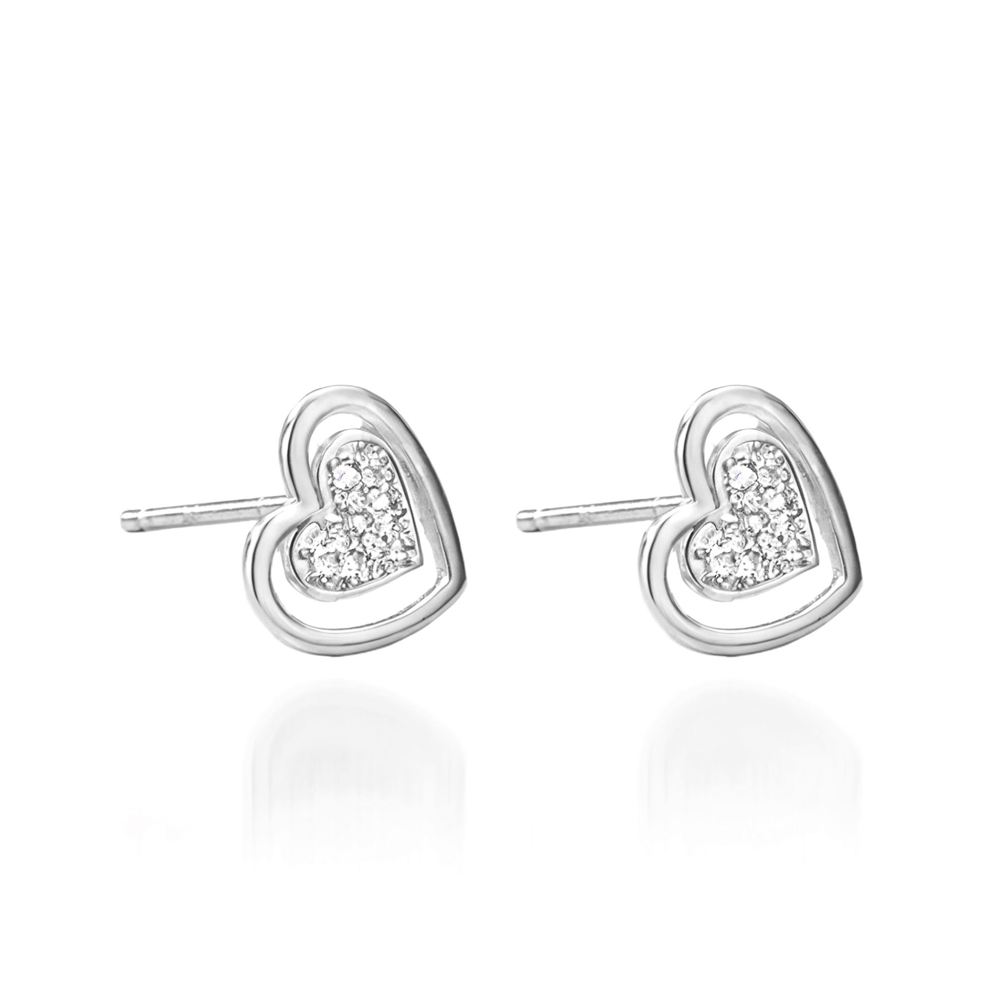 Boucles d'oreilles cœur en grappe de diamants