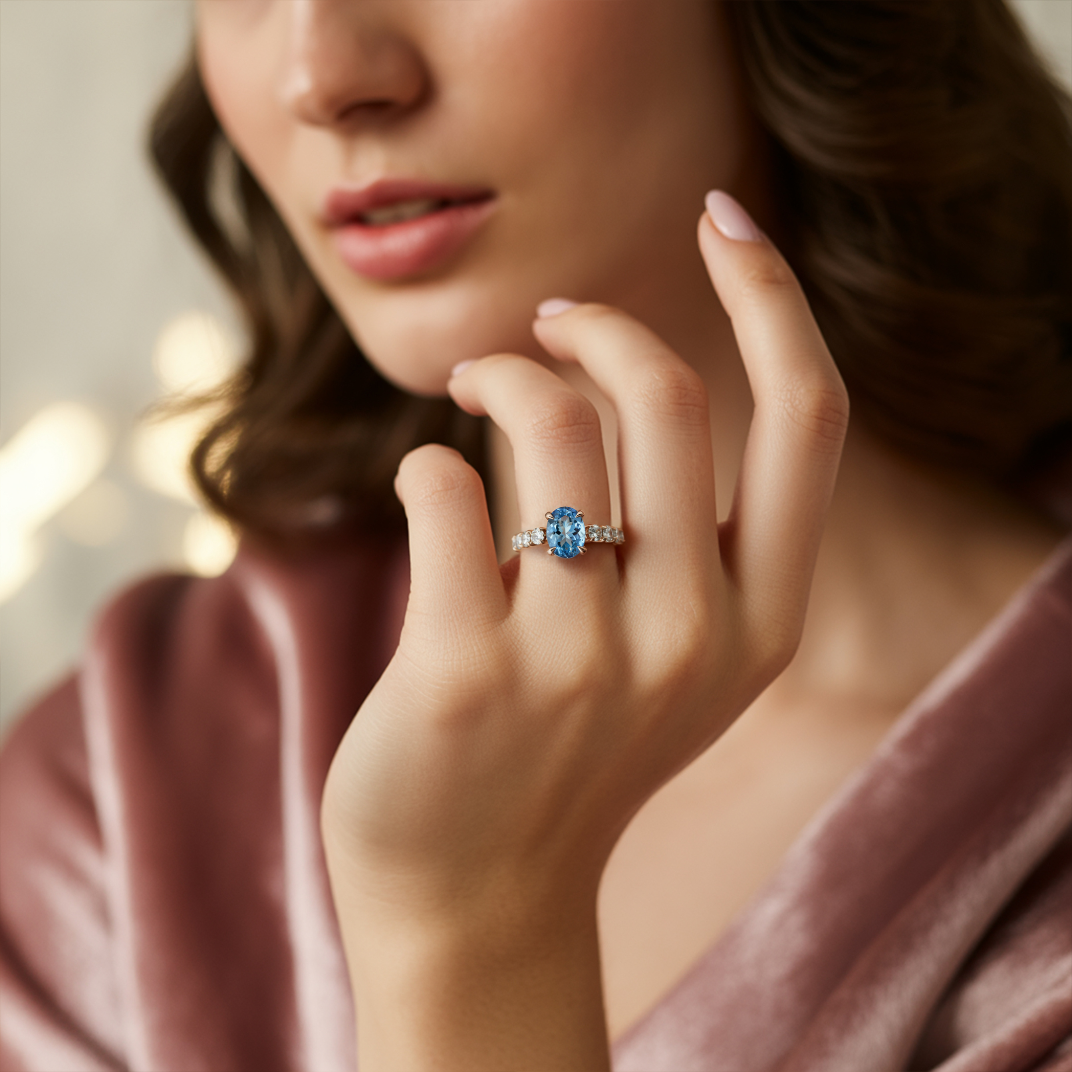 De Celestine - Blauwe Moissanite Ring