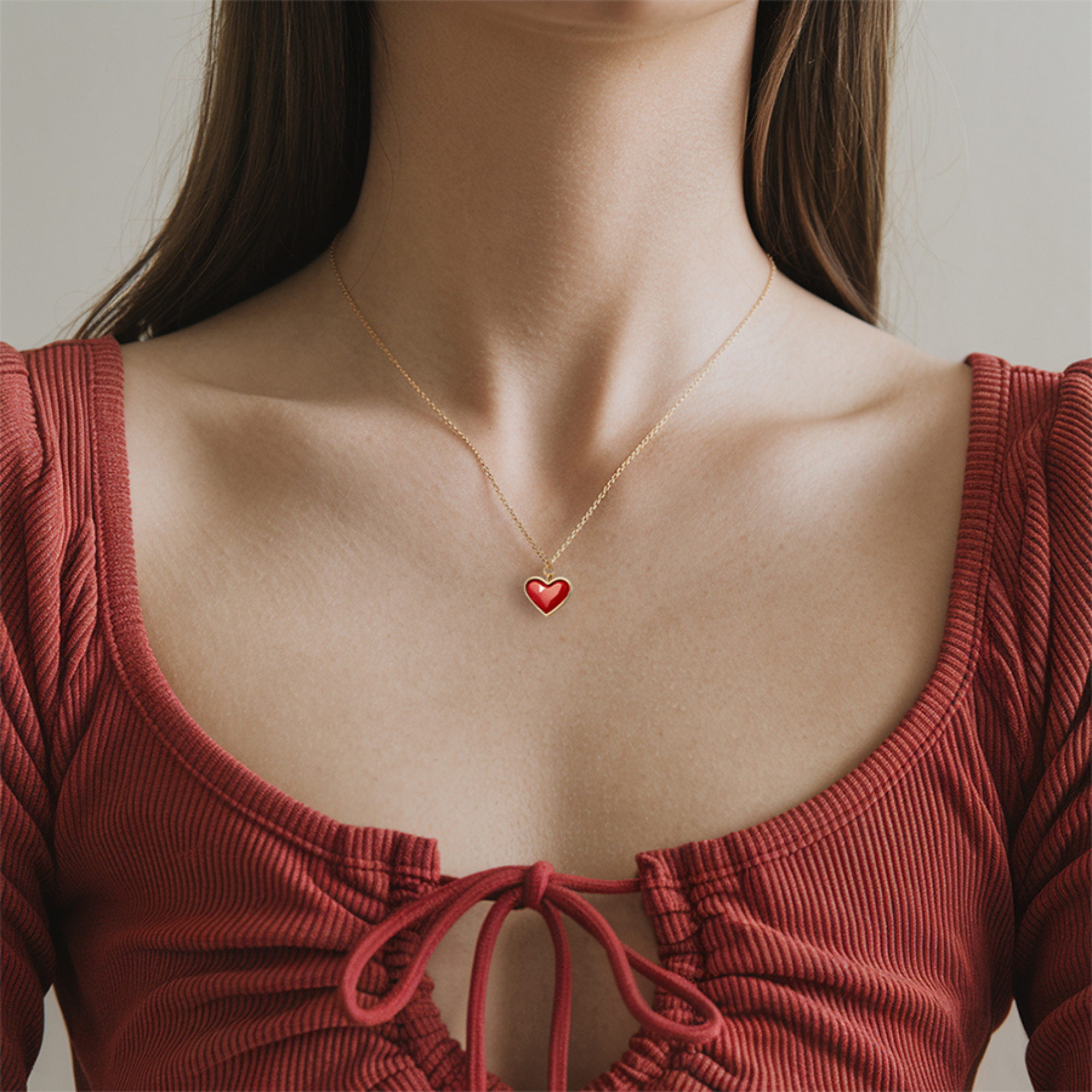 Collier Cœur Rouge Romantique