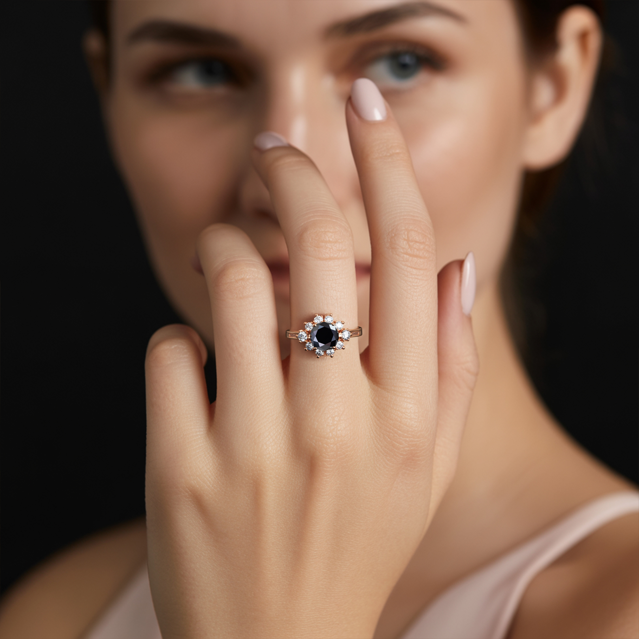 De Bethany - Zwarte Moissanite Ring