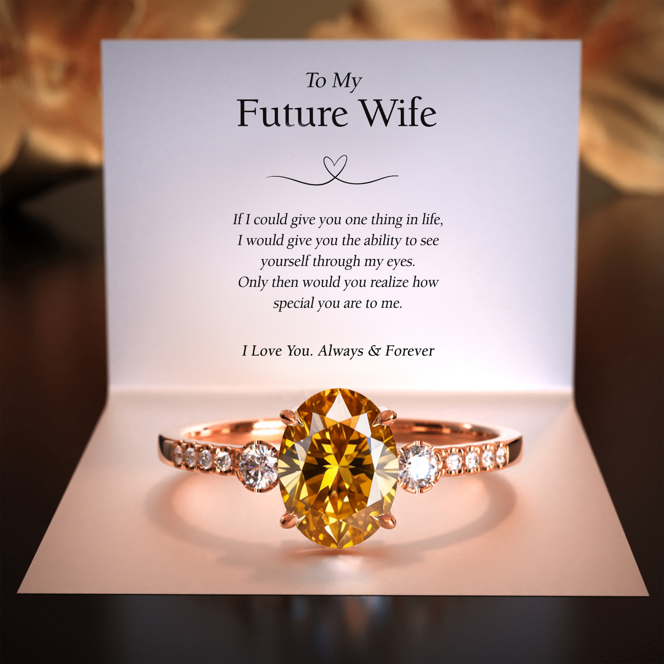The Luna | To My Future Wife | 2CT Oval Cut Yellow Moissanite Ring