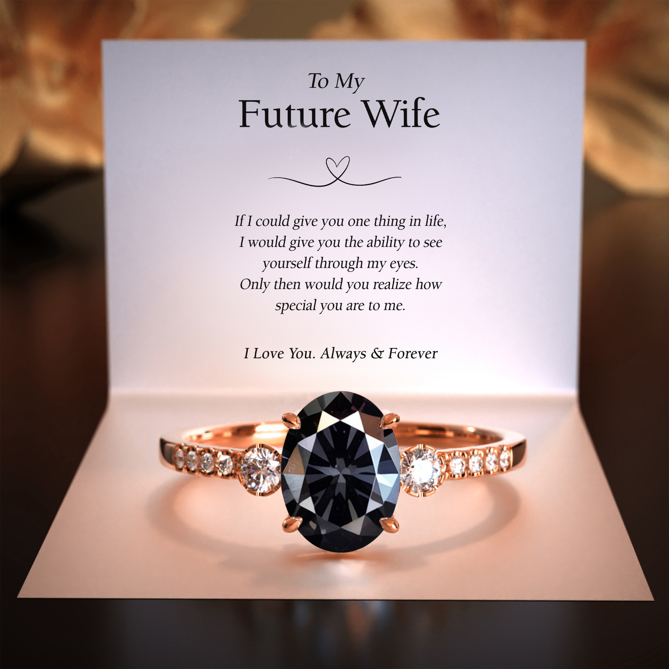 The Luna | To My Future Wife 2CT Oval Cut Black Moissanite Ring