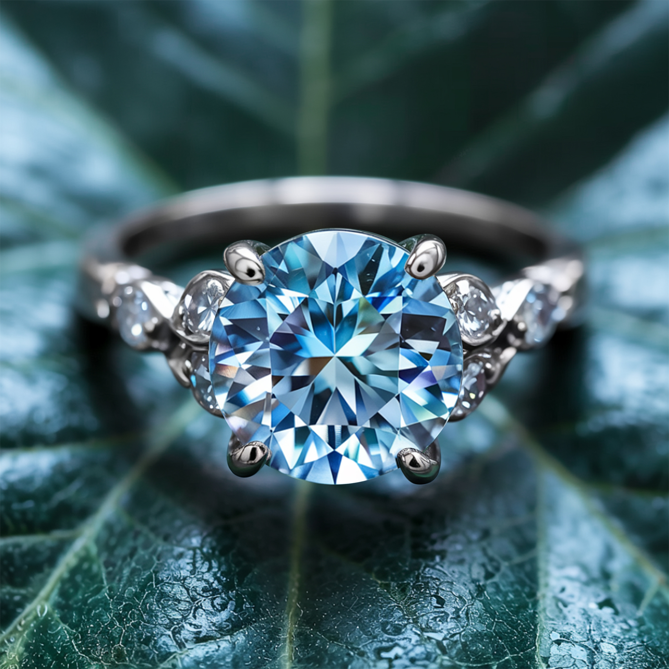 The Katalina 5CT Round Cut Moissanite Ring