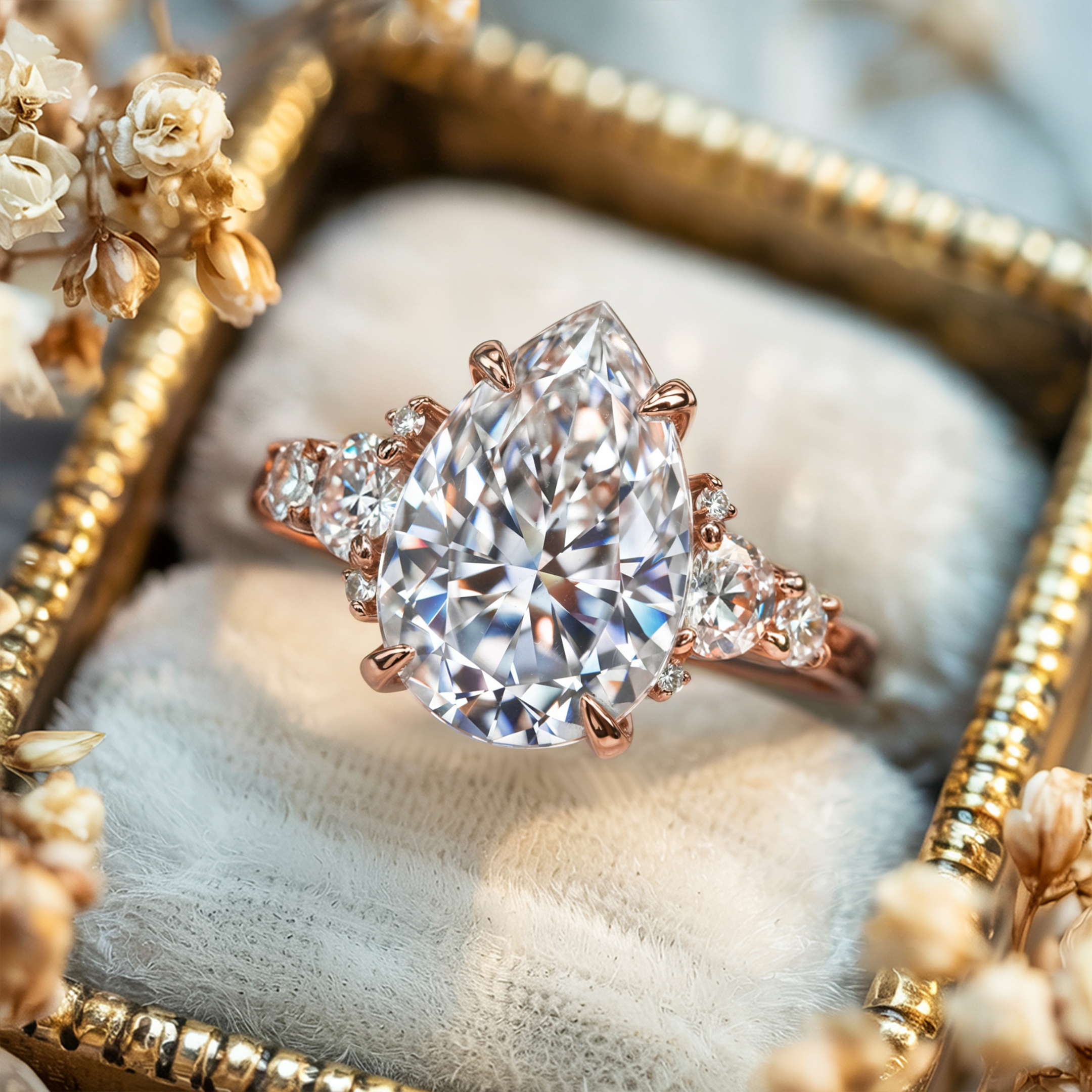 The Bella Jewel Pear Cut Moissanite Ring