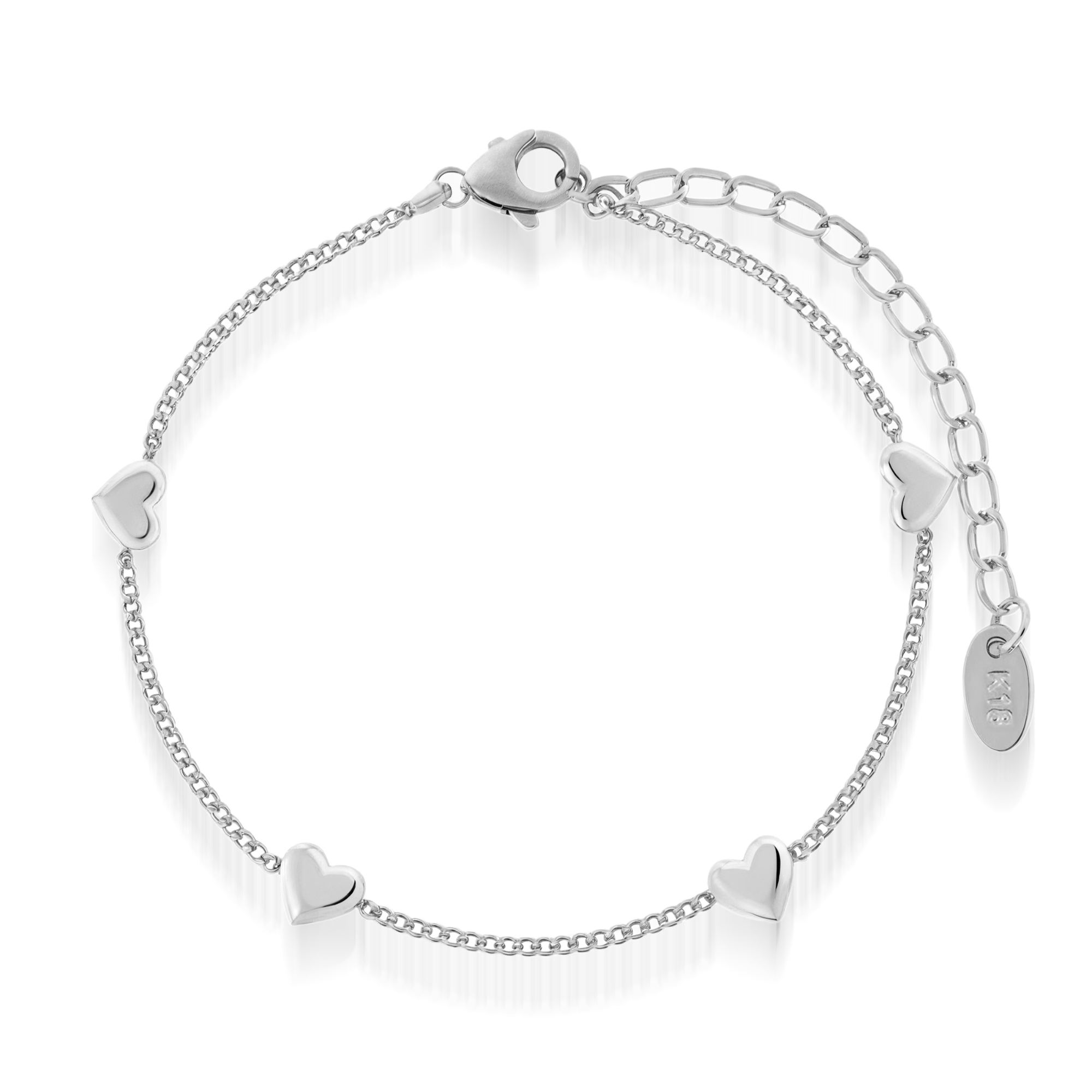 Gliederarmband mit vier Herzanhängern