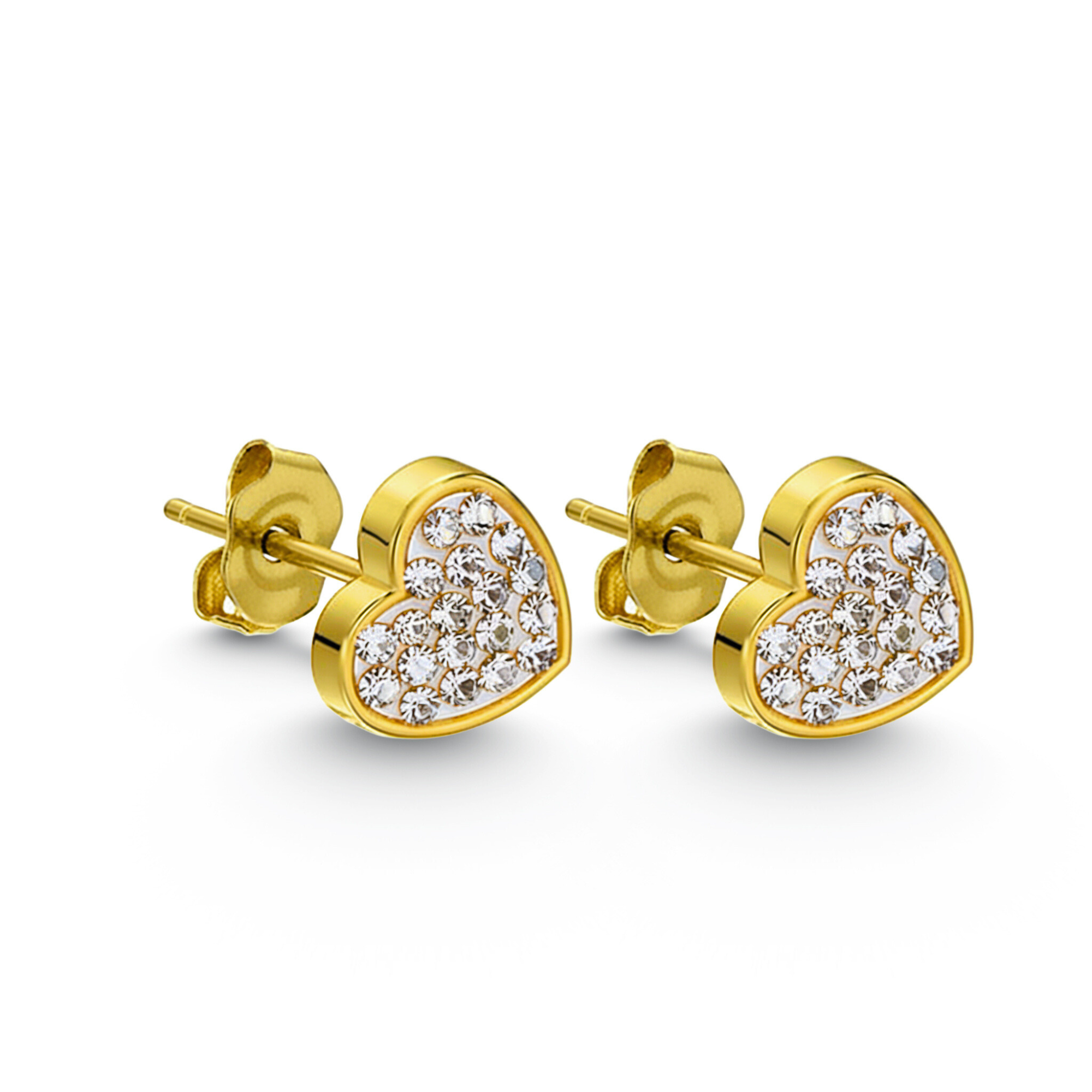 Diamanten Cluster Zilveren Hart Oorknopjes