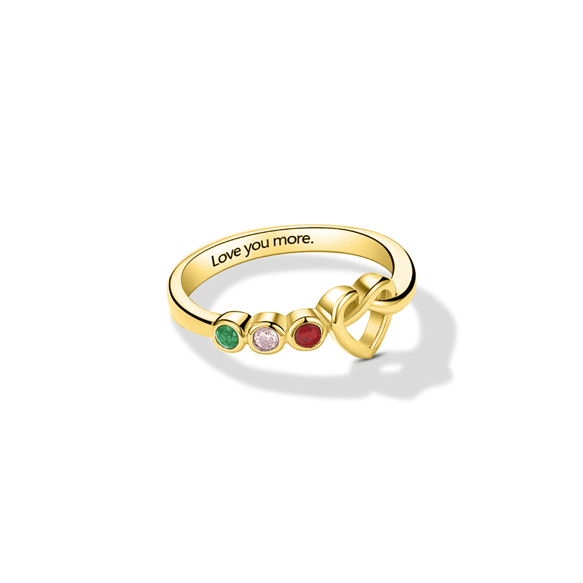 Personalisierter Ring mit Geburtssteinen für die Familie „Love You More“ – S925 Sterling Silber
