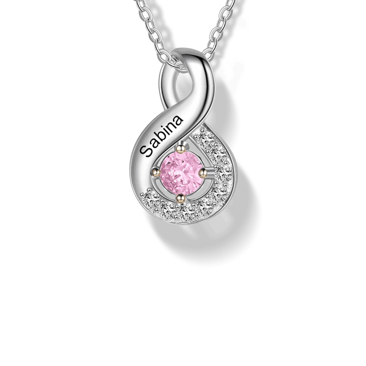 Personalisierte Familien-Halskette mit Geburtssteinen – S925 Sterling Silber
