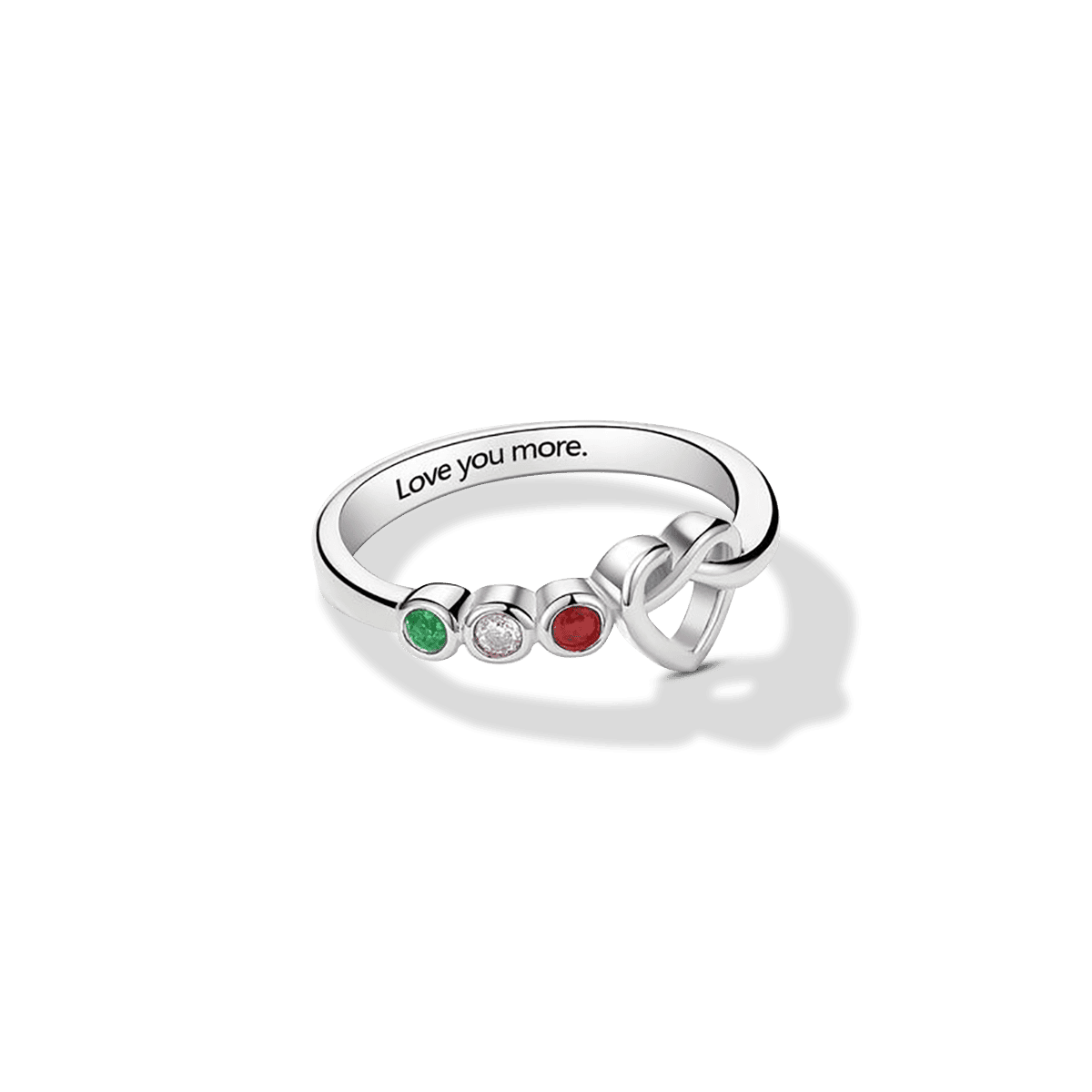 Personalisierter Ring mit Geburtssteinen für die Familie „Love You More“ – S925 Sterling Silber