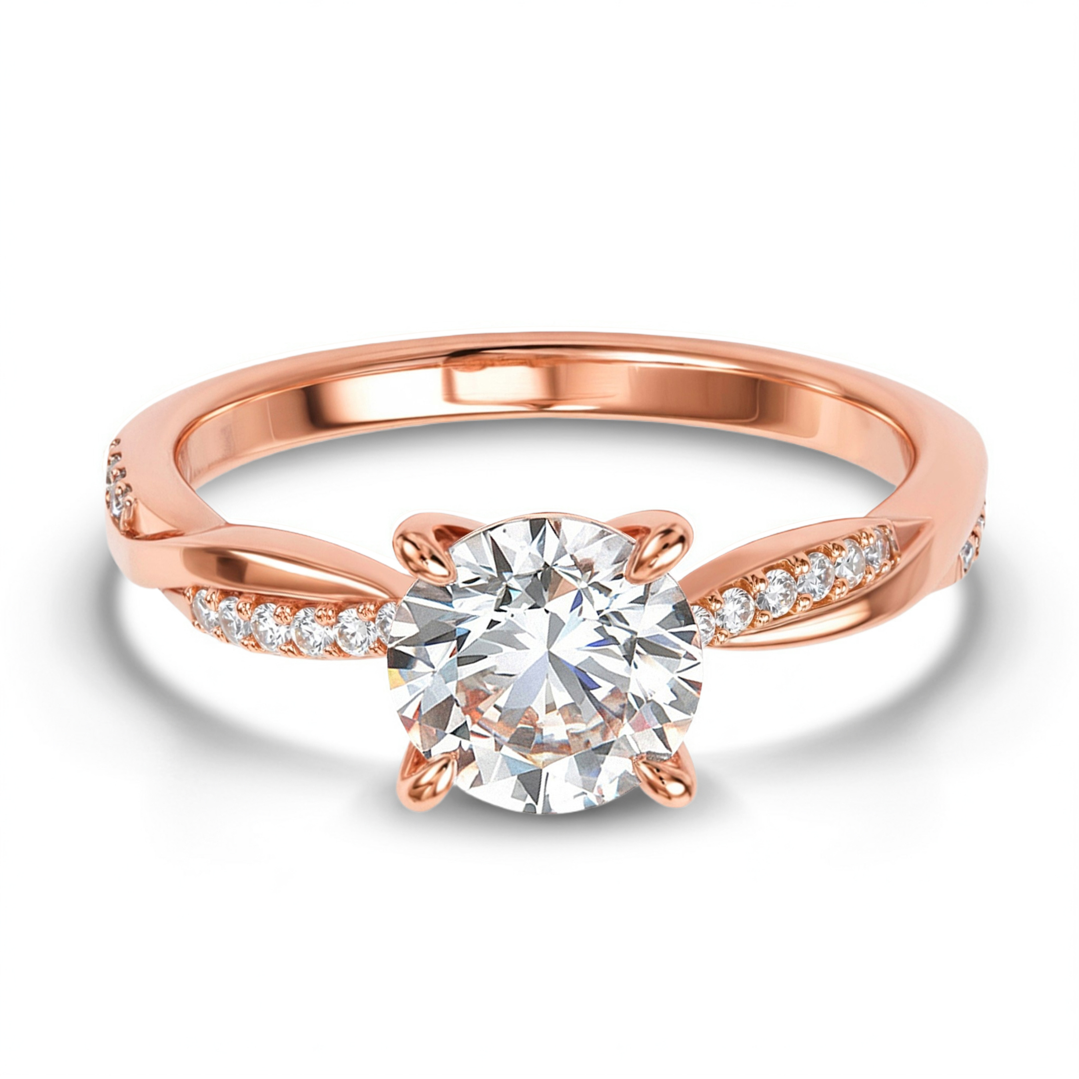 Twisted Band 3CT Round Cut Moissanite Ring