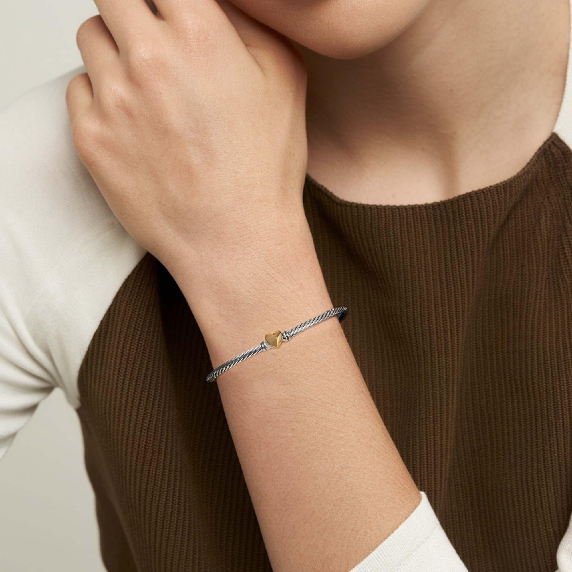 Elegantes Kabel-Gold-Herzarmband