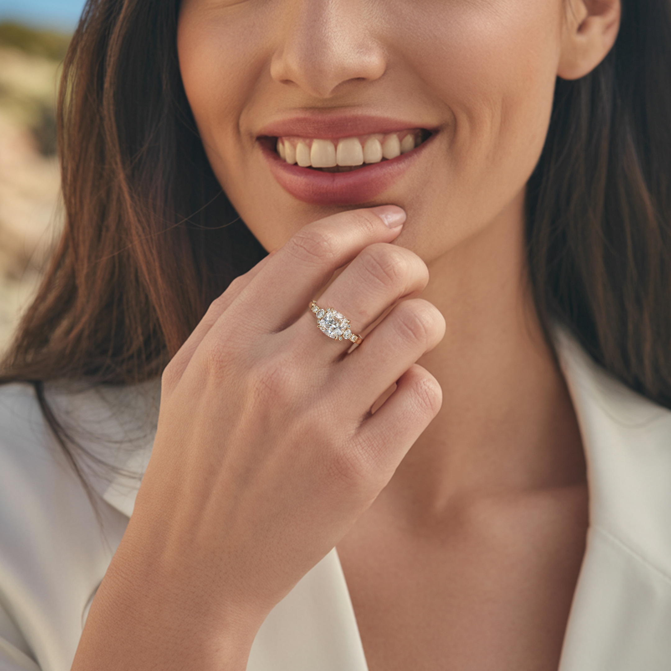 The Bella Jewel Cushion Cut Moissanite Ring