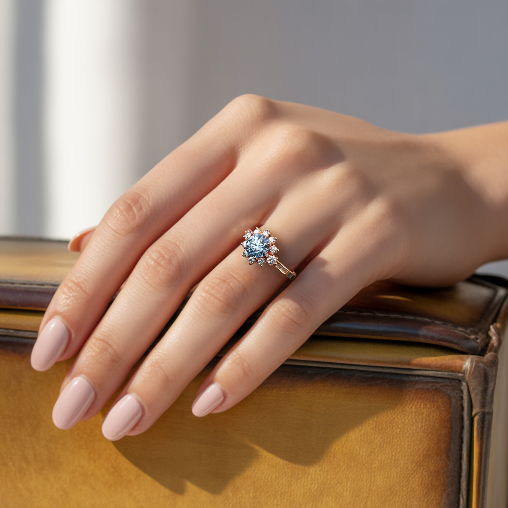 Der Bethany 2CT Blue Moissanite Ring