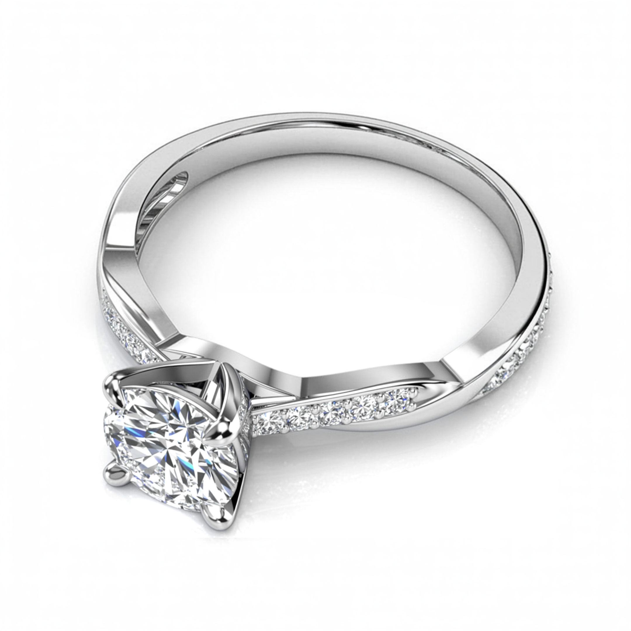 Gedraaide Band 1CT Ronde Moissaniet Ring