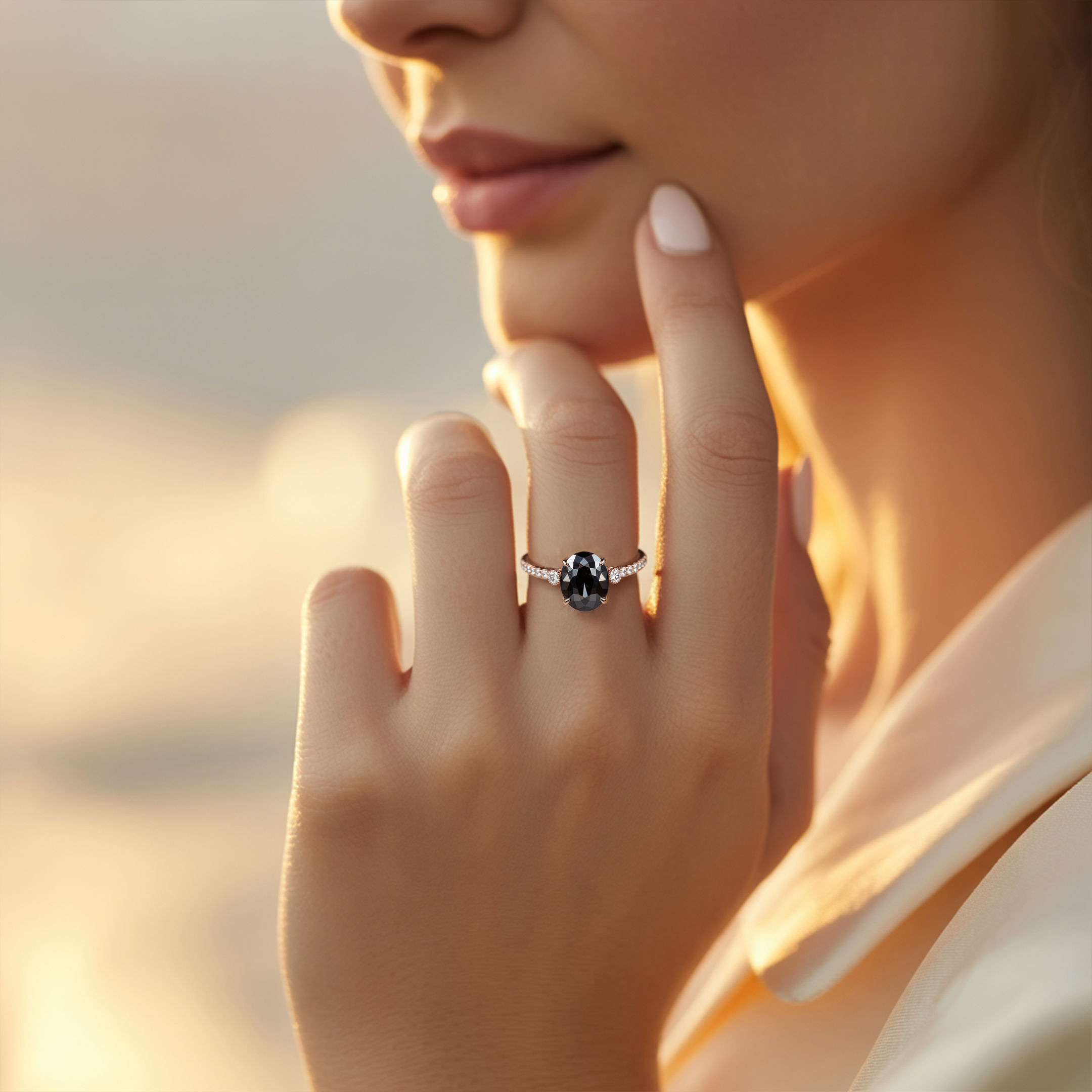 La Luna - Bague Moissanite Noire
