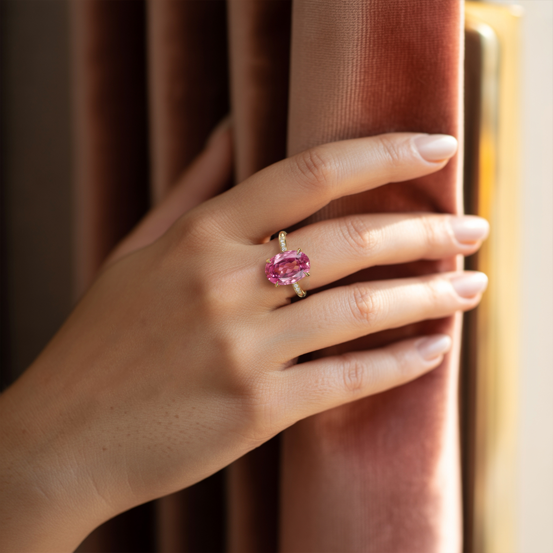 Der Opalin-Ring mit rosa Moissanit