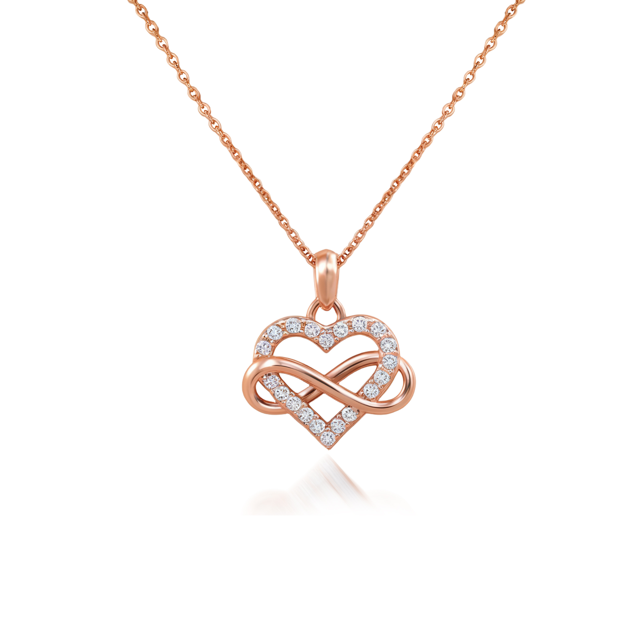 Diamant-Unendlichkeitsherz-Anhänger aus Roségold