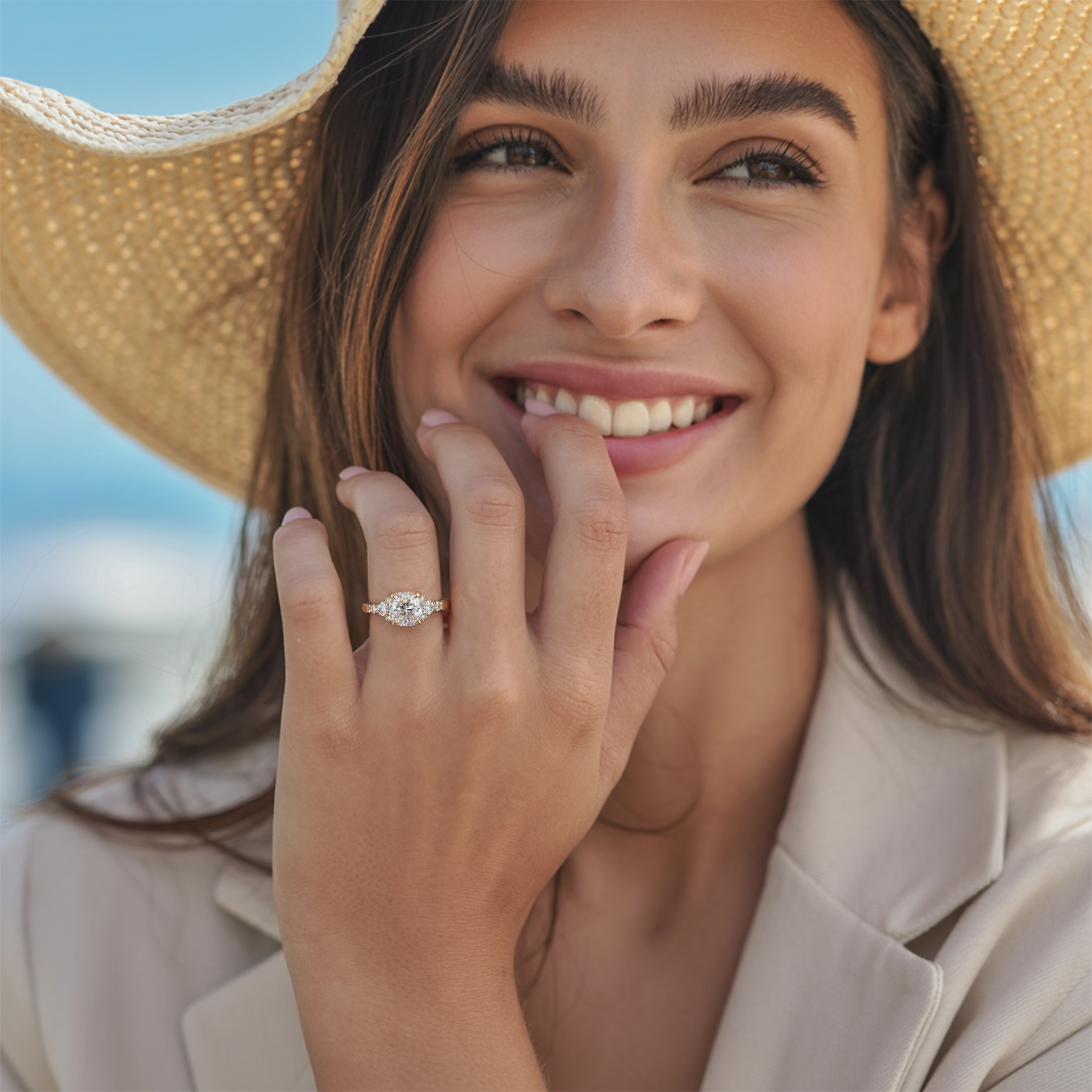 The Bella Jewel Cushion Cut Moissanite Ring