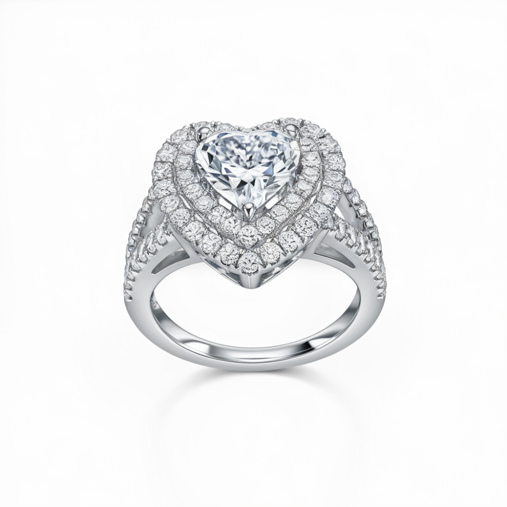 Der Romance Doppel-Halo-Herzring