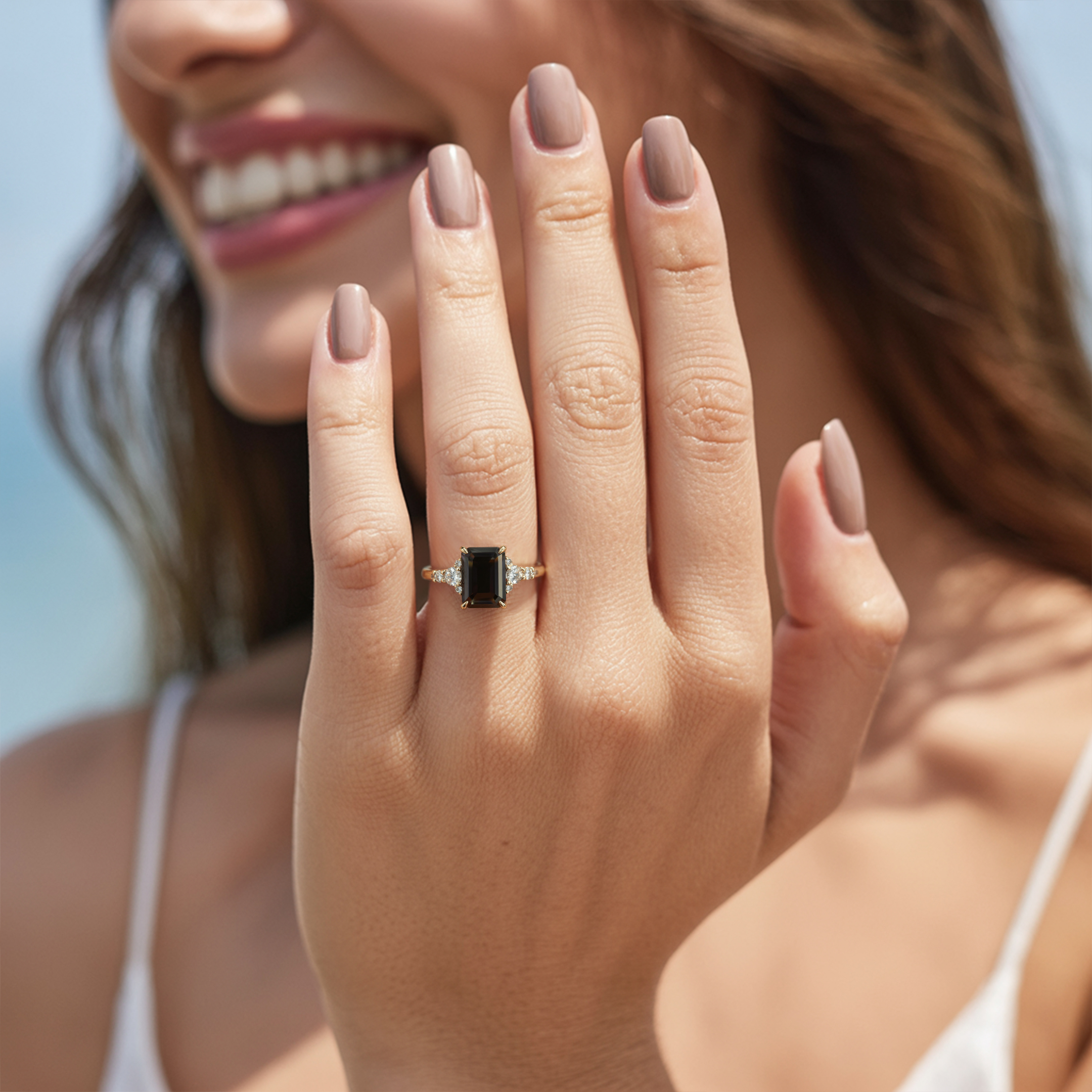The Bella Jewel 3CT Emerald Cut Black Moissanite Ring