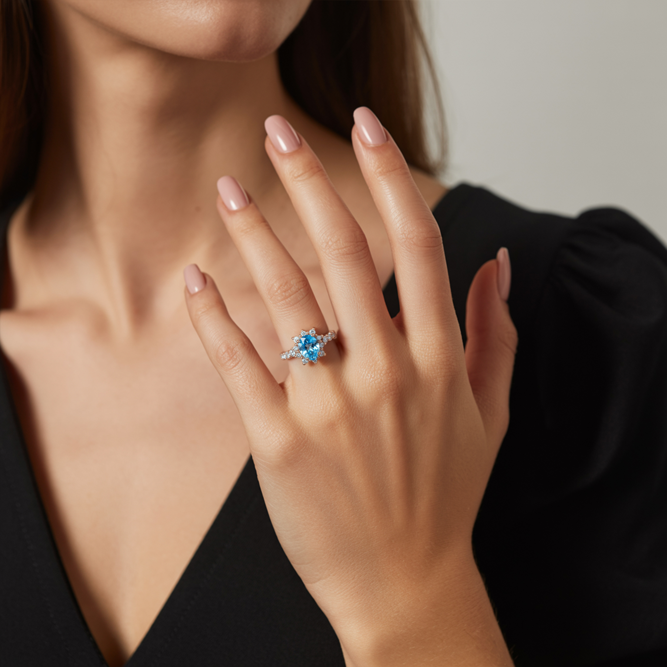 The Caterina Pear Cut Moissanite Ring