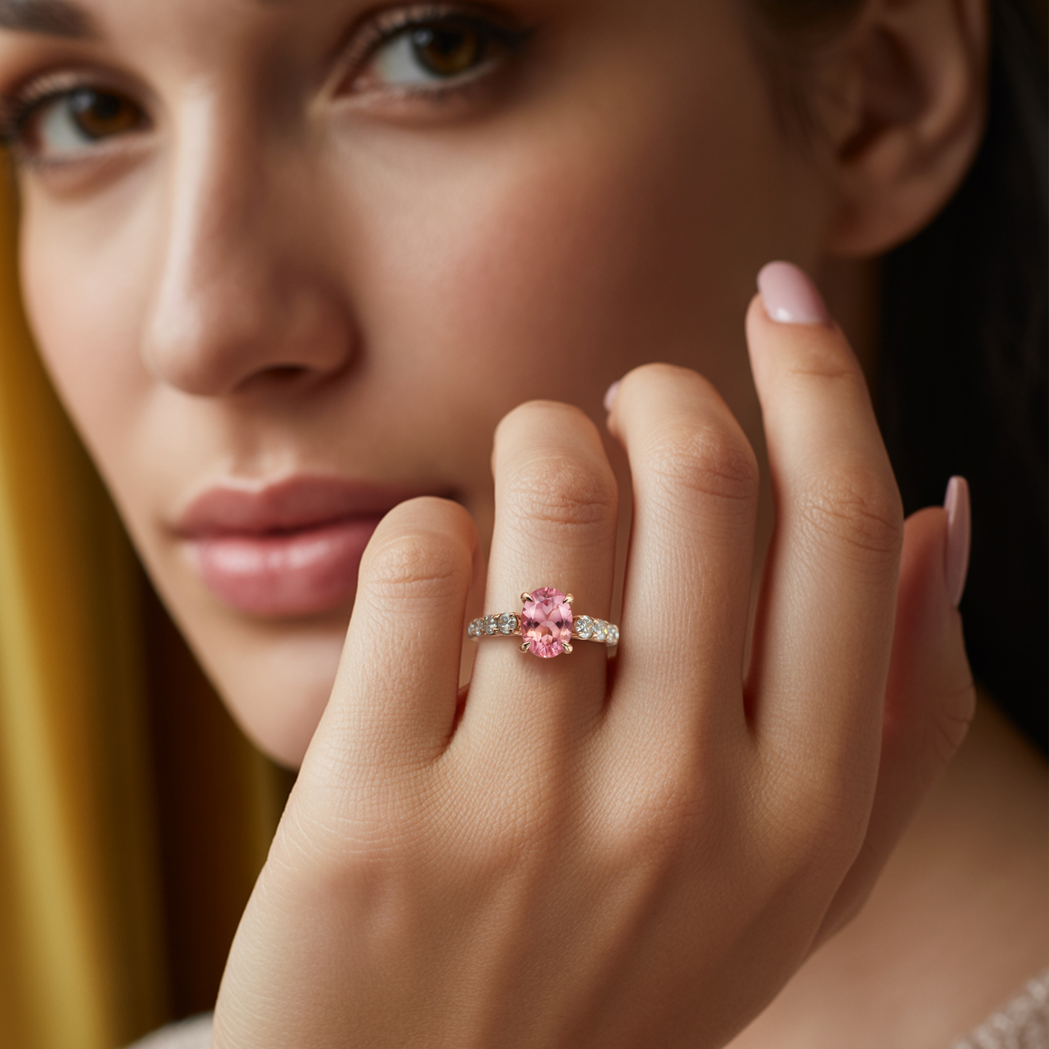 La Célestine - Bague Moissanite Rose