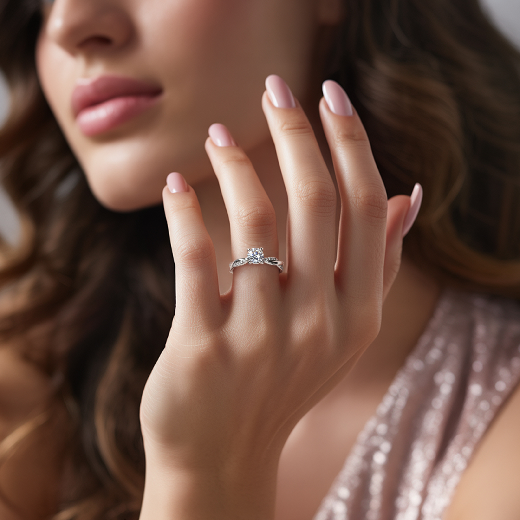 Gedraaide Band 1CT Ronde Moissaniet Ring