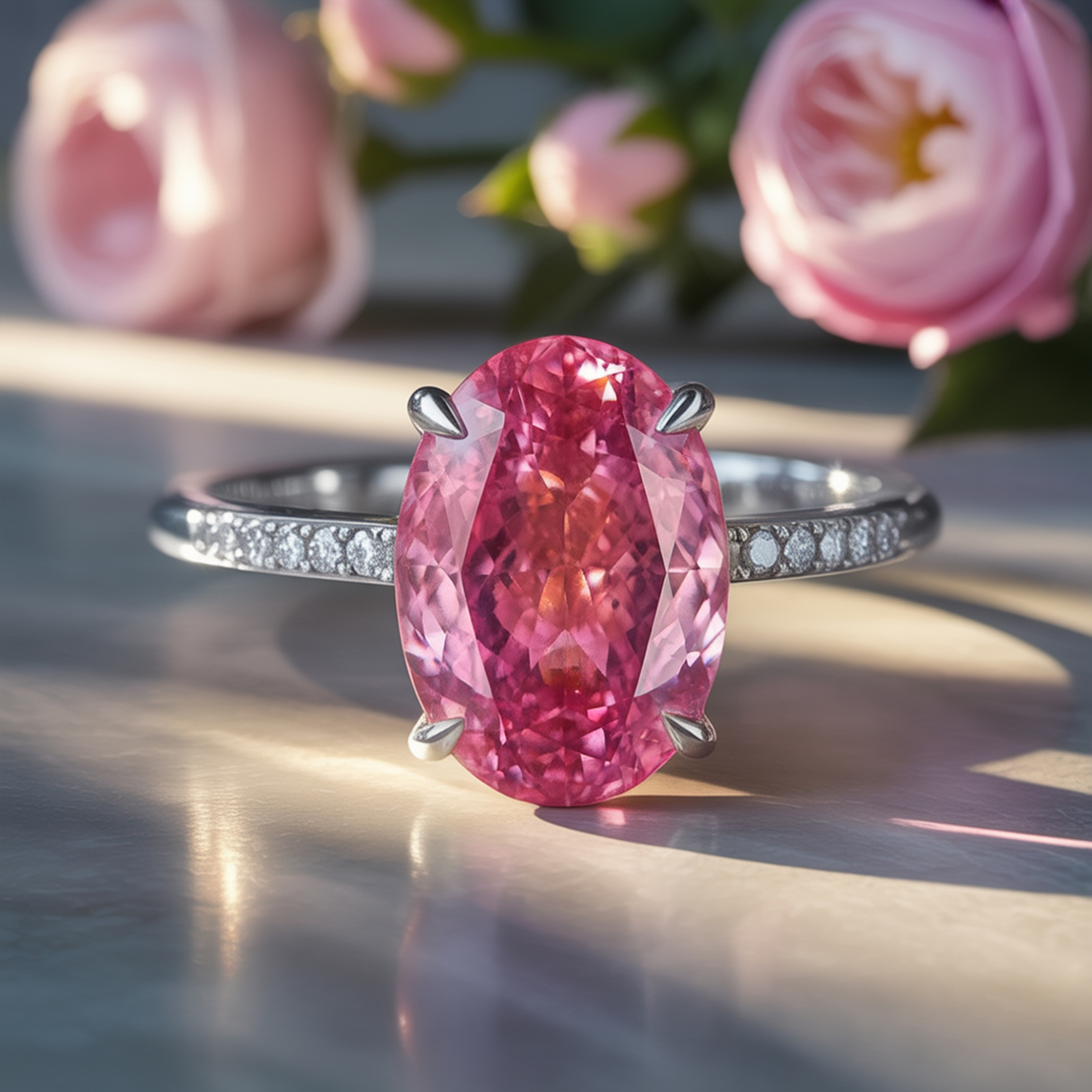 Der Opalin-Ring mit rosa Moissanit