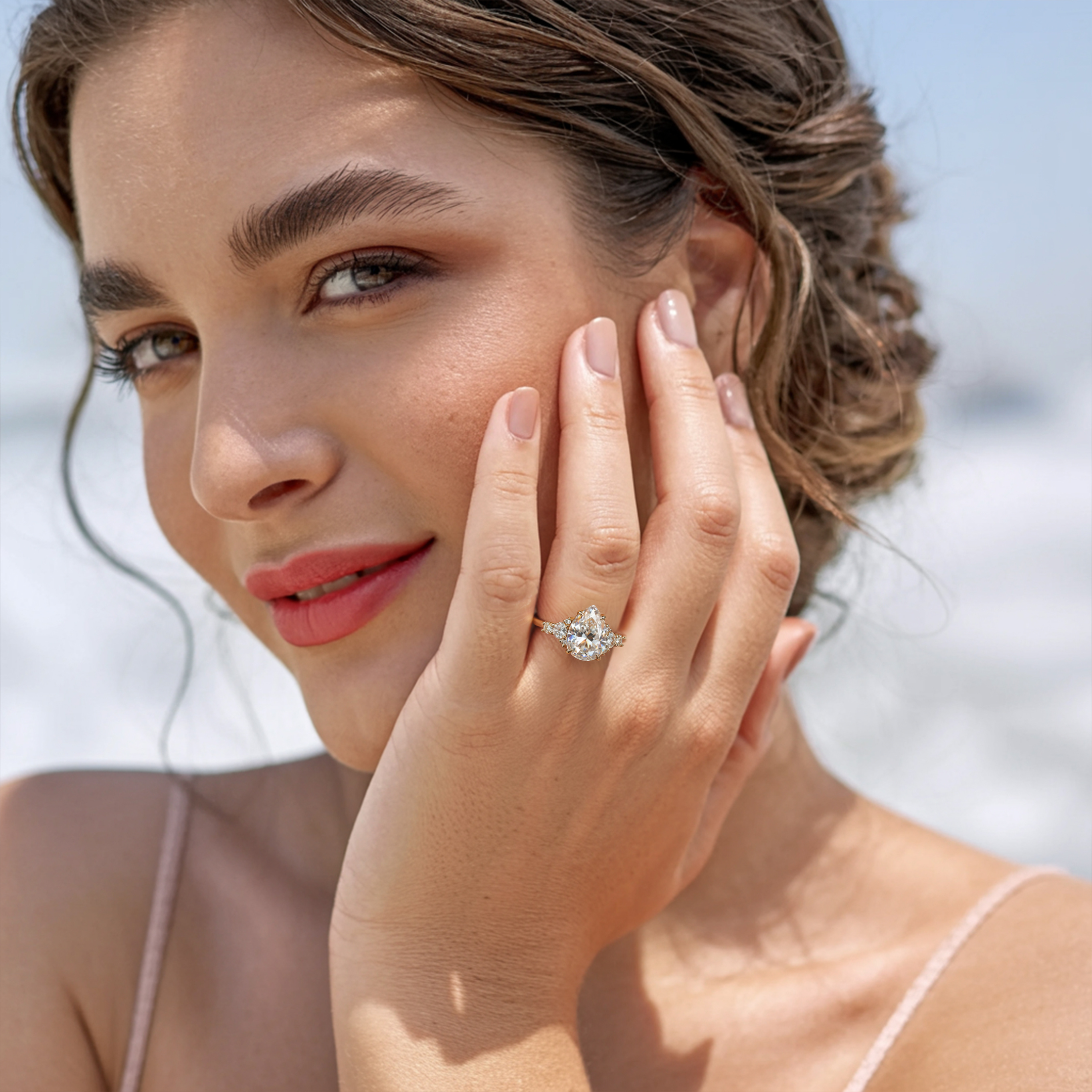 The Bella Jewel Pear Cut Moissanite Ring