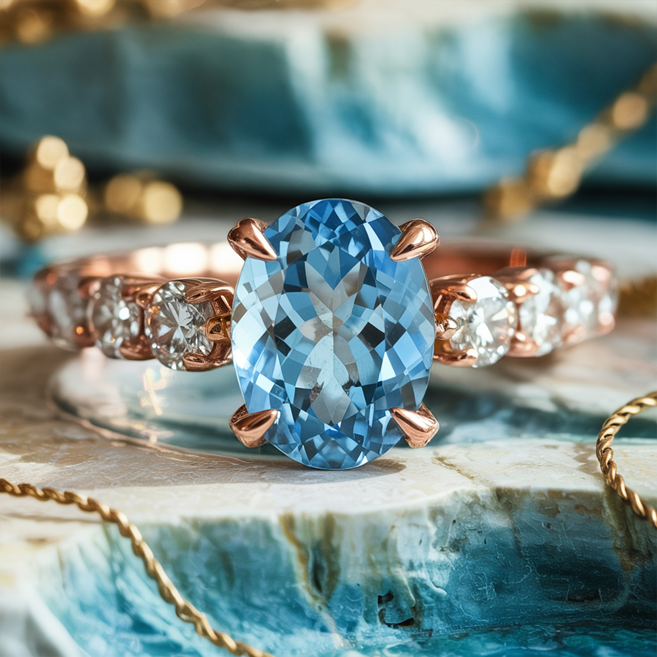 De Celestine - Blauwe Moissanite Ring