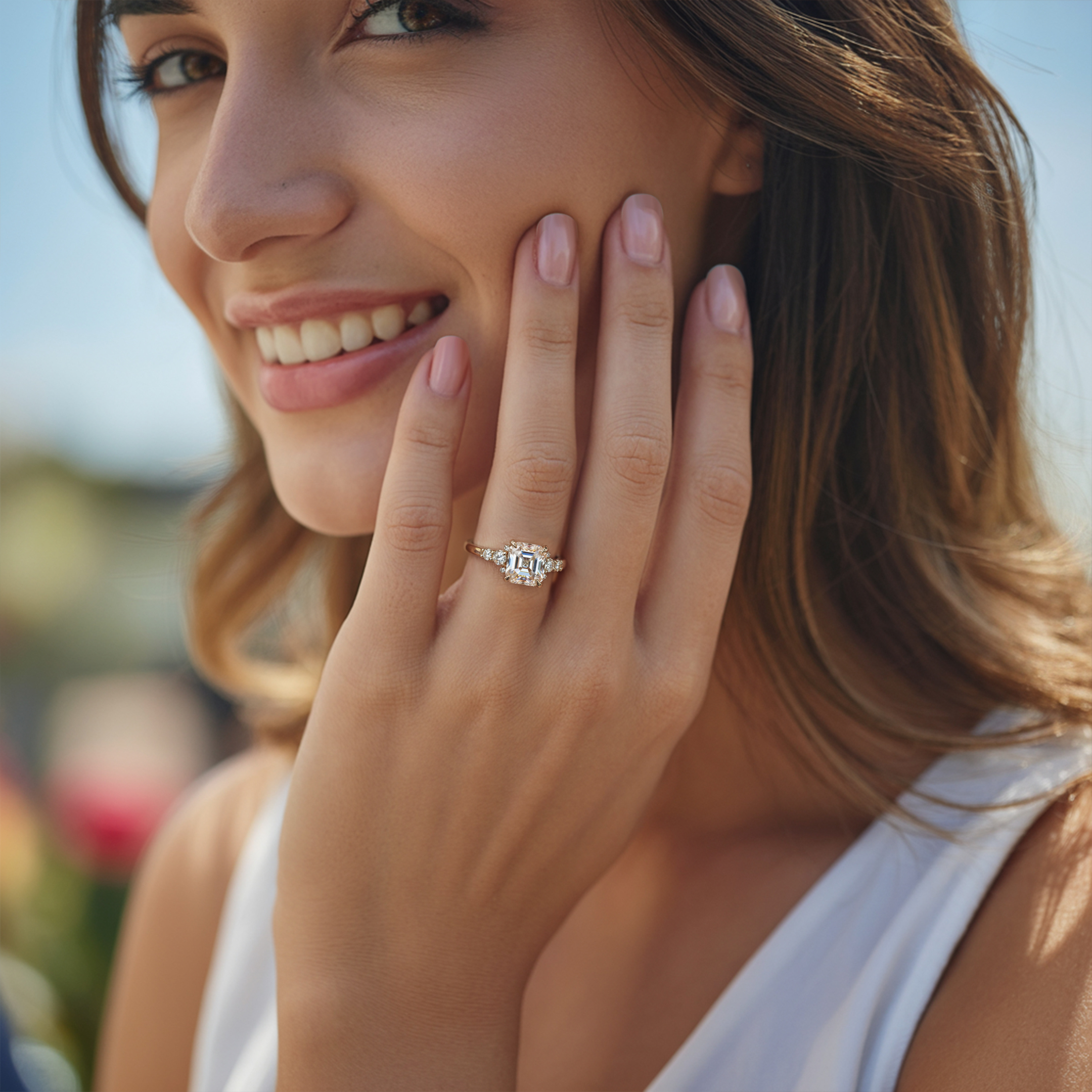 The Bella Jewel Asscher Cut Moissanite Ring