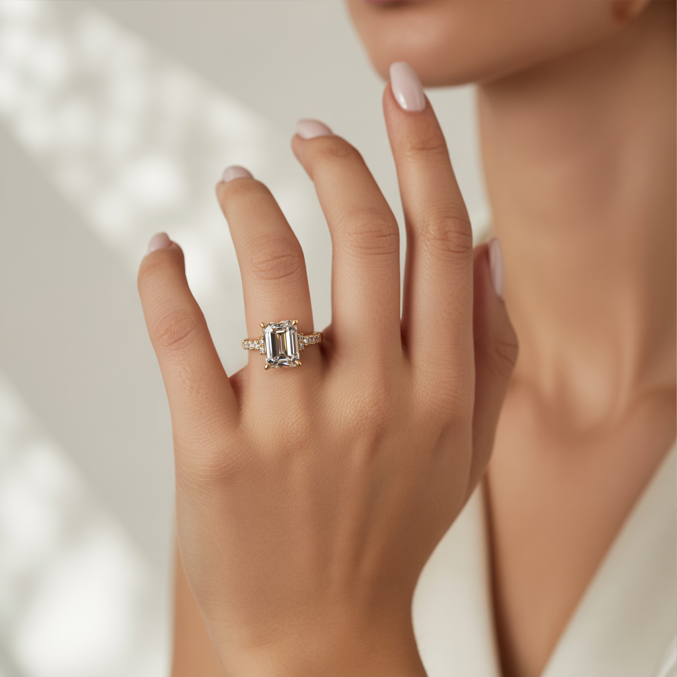 The Adelina Rae 5CT Emerald Cut Moissanite Ring