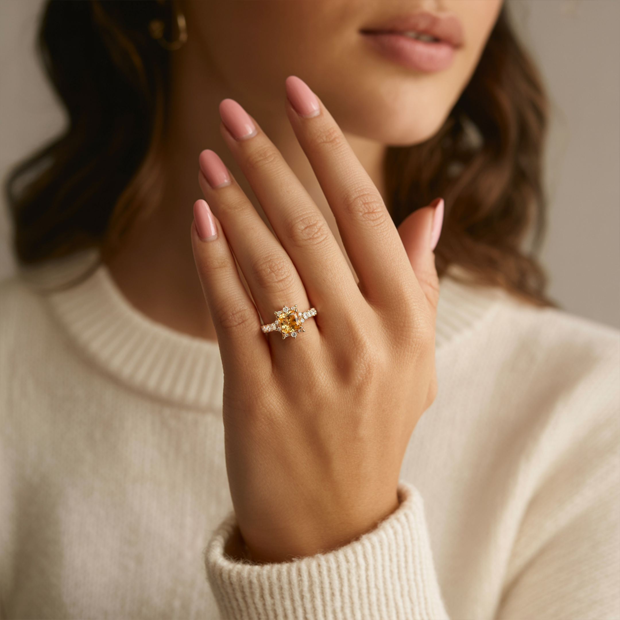 The Caterina 1CT Princess Cut Yellow Moissanite Ring