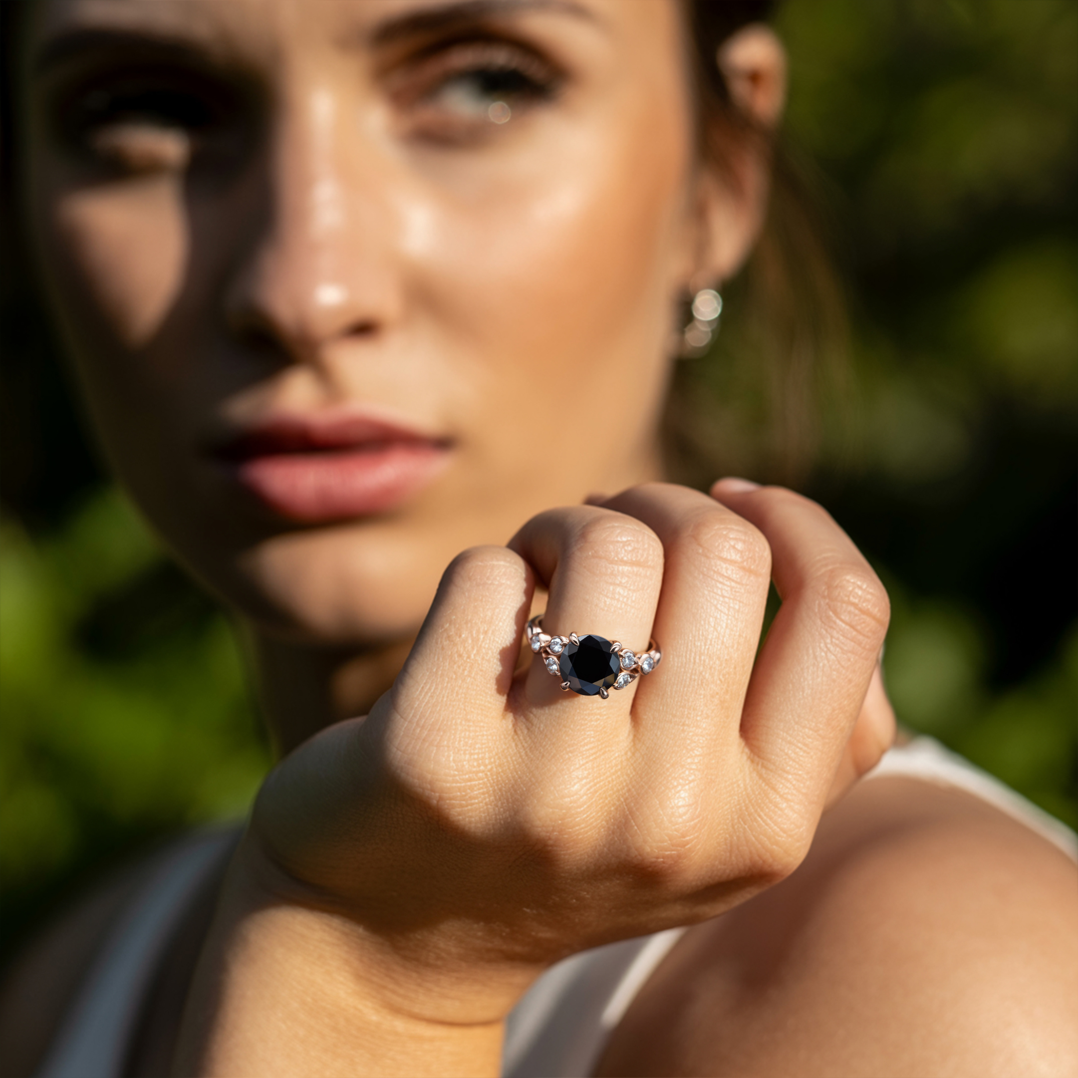 The Katalina 1.5CT Round Cut Black Moissanite Ring