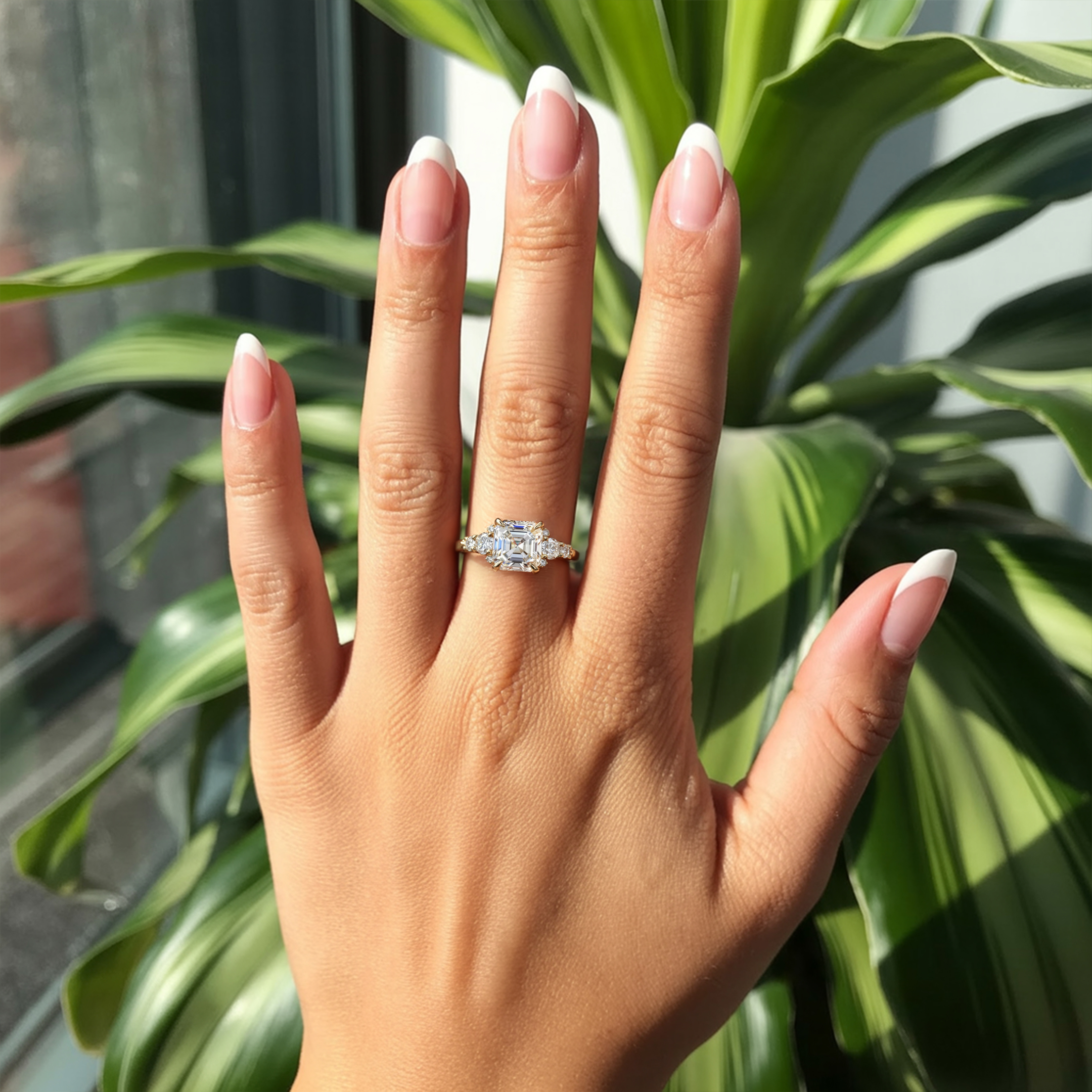 The Bella Jewel Asscher Cut Moissanite Ring