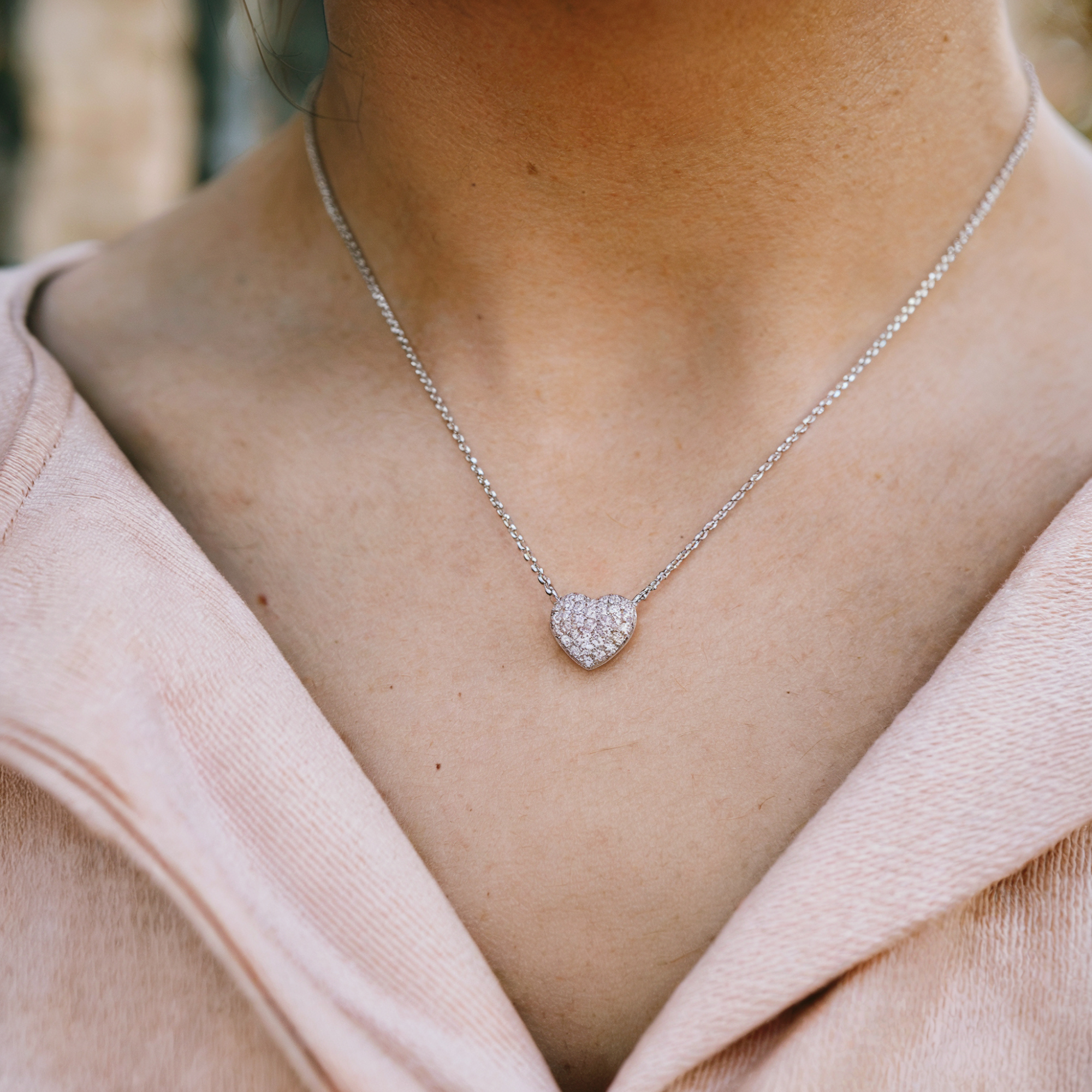 Diamant-Cluster-Herz-Halskette