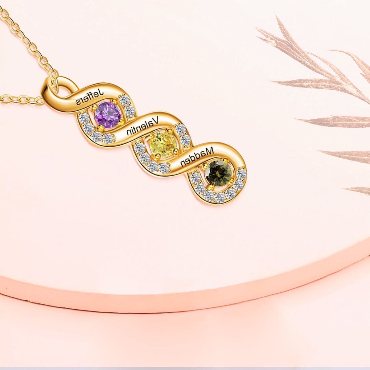Personalisierte Familien-Halskette mit Geburtssteinen – S925 Sterling Silber