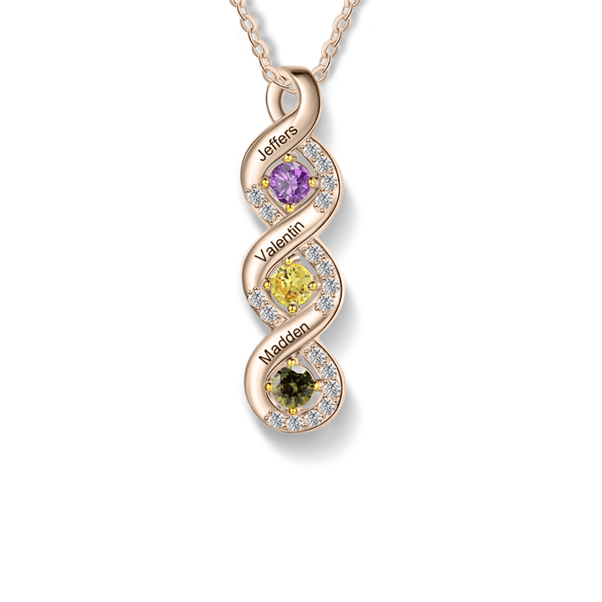 Personalisierte Familien-Halskette mit Geburtssteinen – S925 Sterling Silber