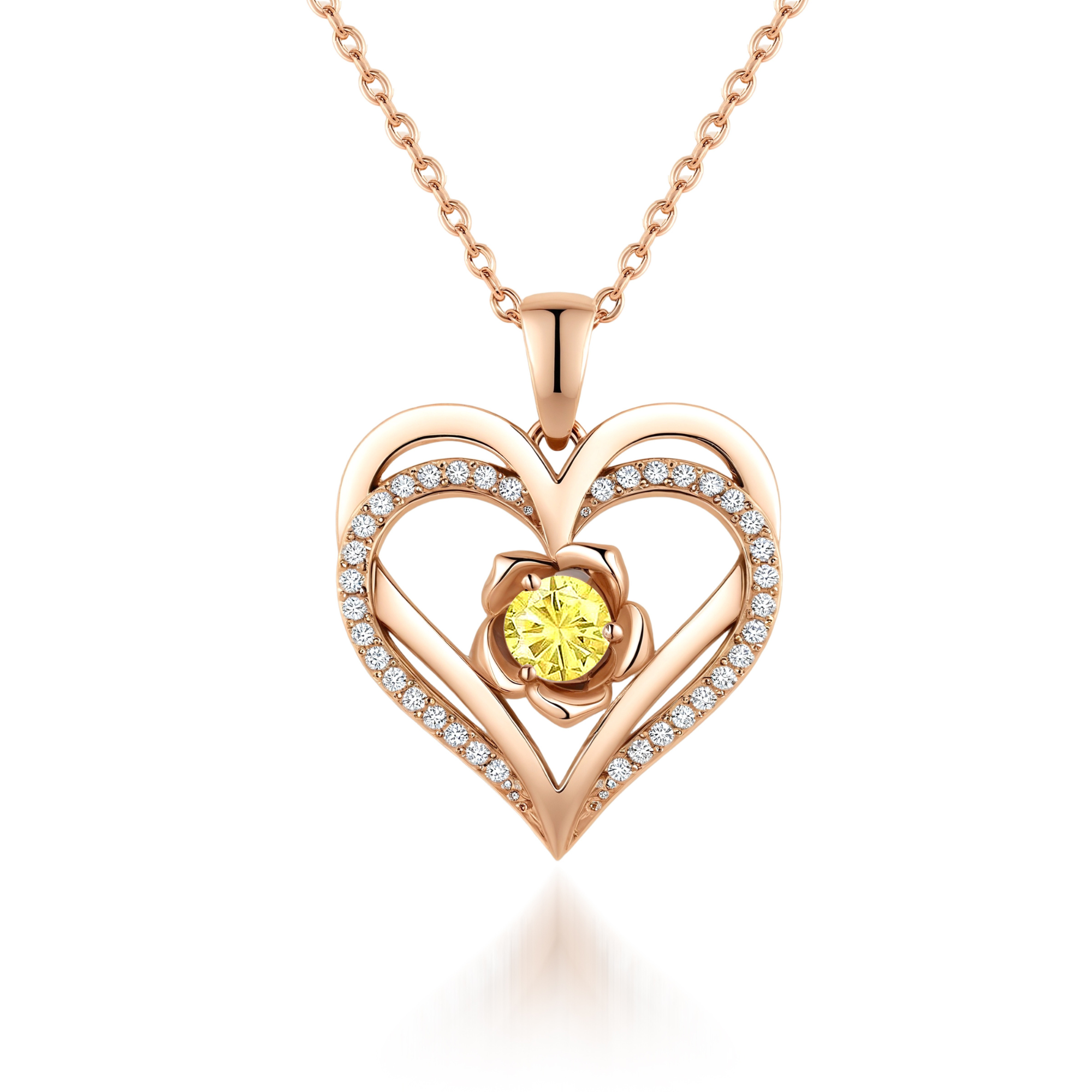 Bloem Hart Geboortesteen Ketting Hanger