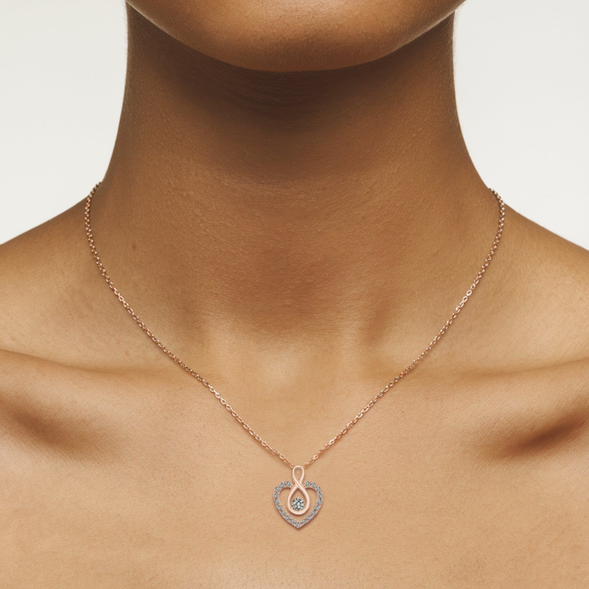Diamant-Herz-Halskette mit Unendlichkeitsschleife