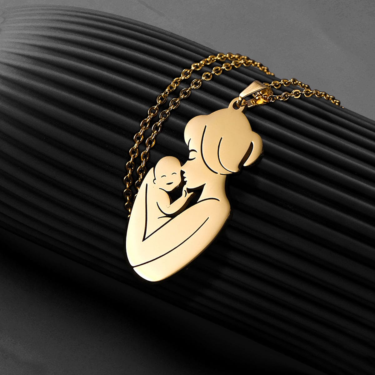 Collier Pendentif Mère et Enfant - Acier Inoxydable