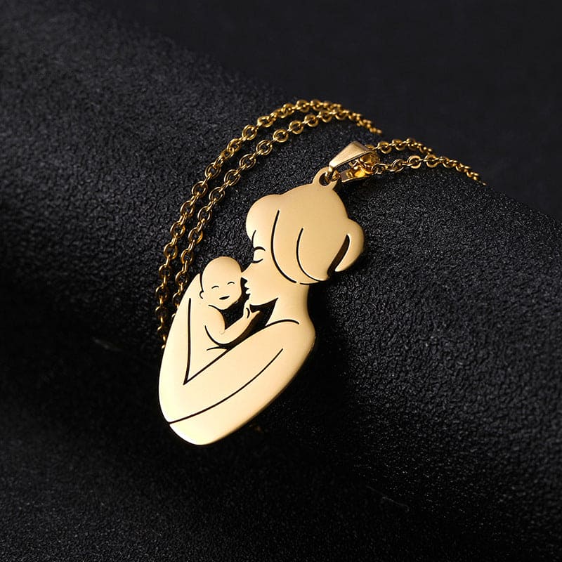 Collier Pendentif Mère et Enfant - Acier Inoxydable