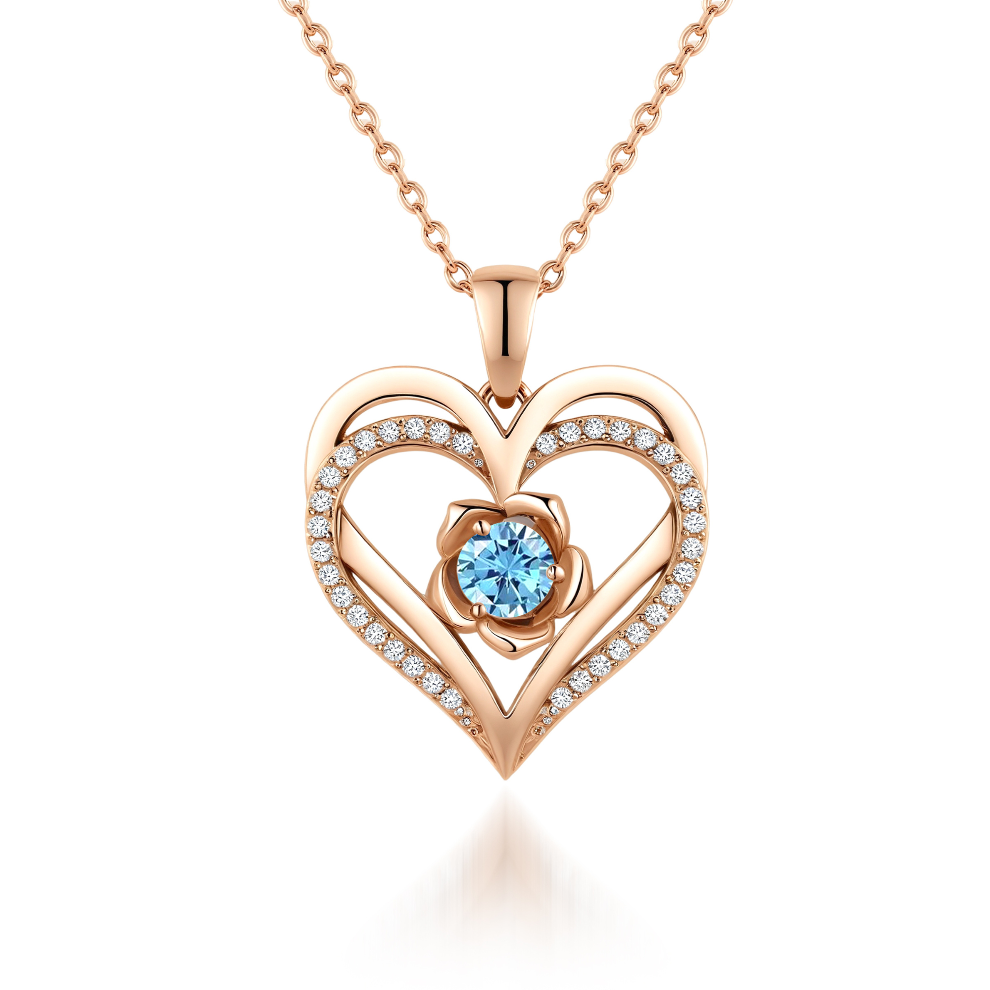 Bloem Hart Geboortesteen Ketting Hanger