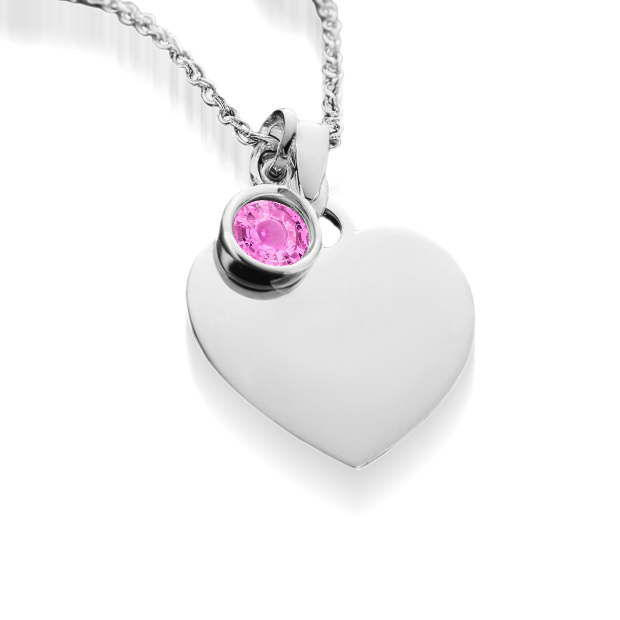 Hart Bedel Roze Diamant Ketting