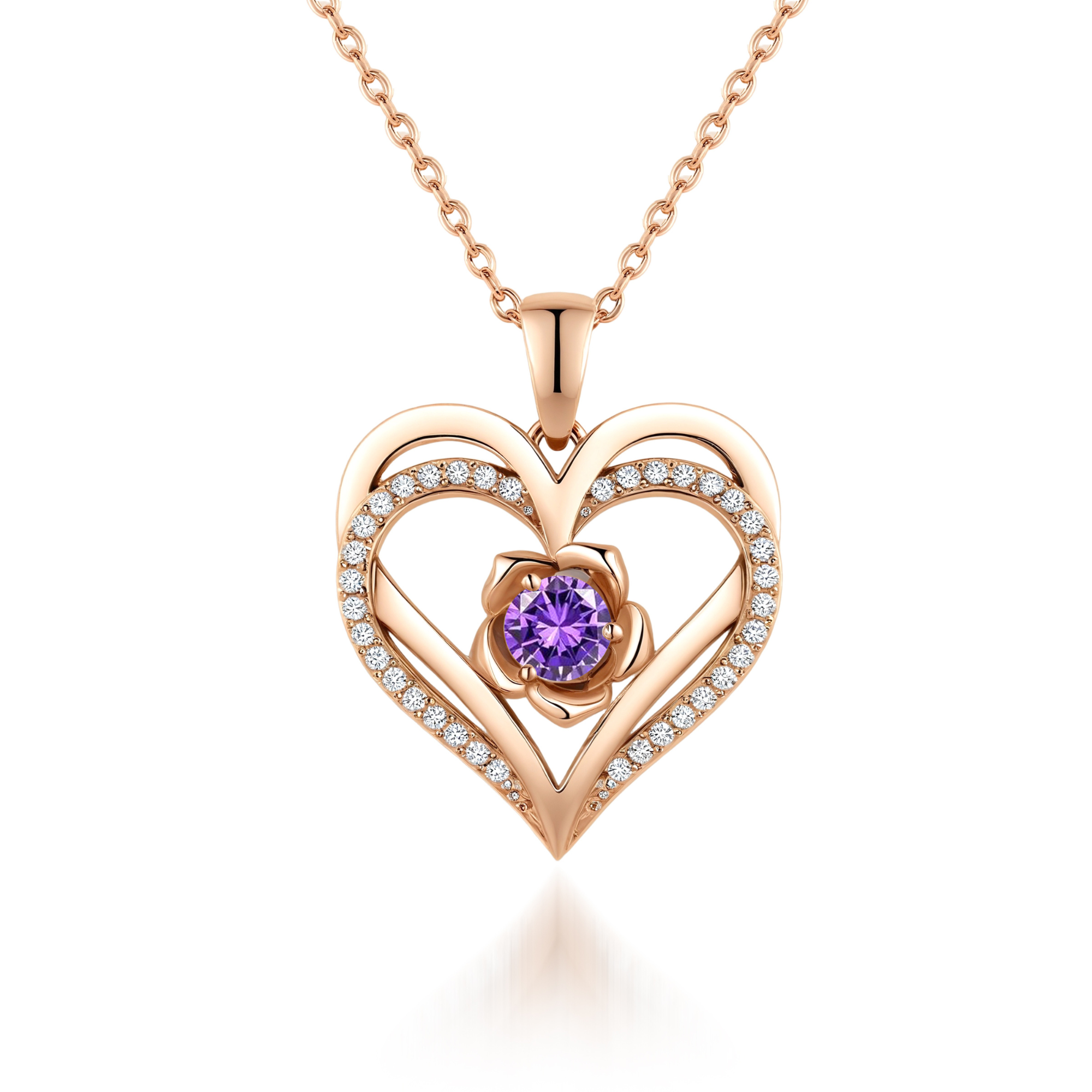 Bloem Hart Geboortesteen Ketting Hanger