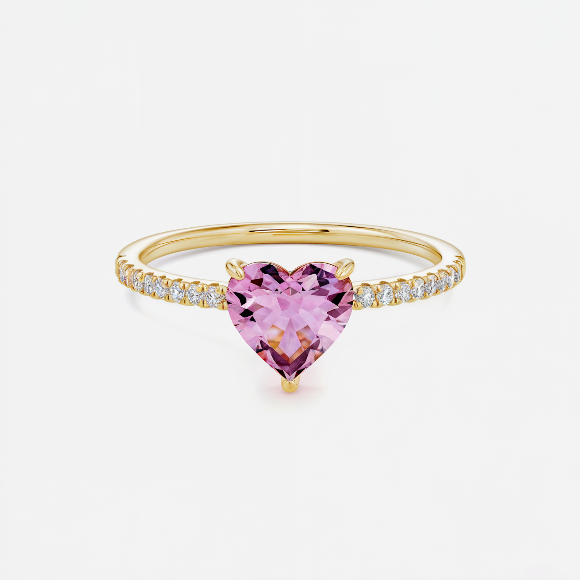 Bague de fiançailles en argent avec moissanite taille cœur