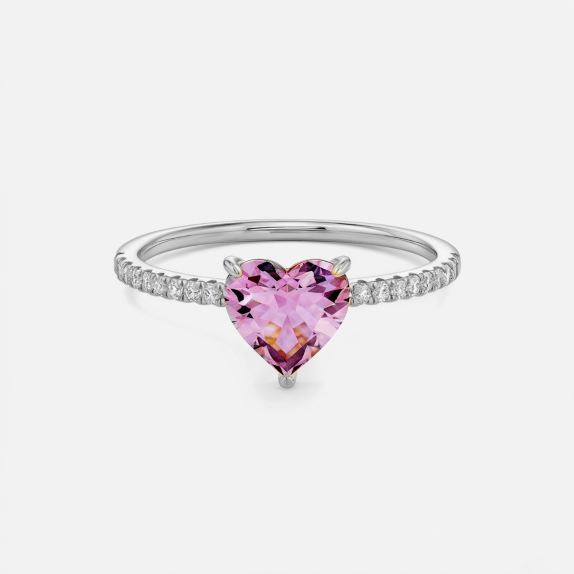 Bague de fiançailles en argent avec moissanite taille cœur