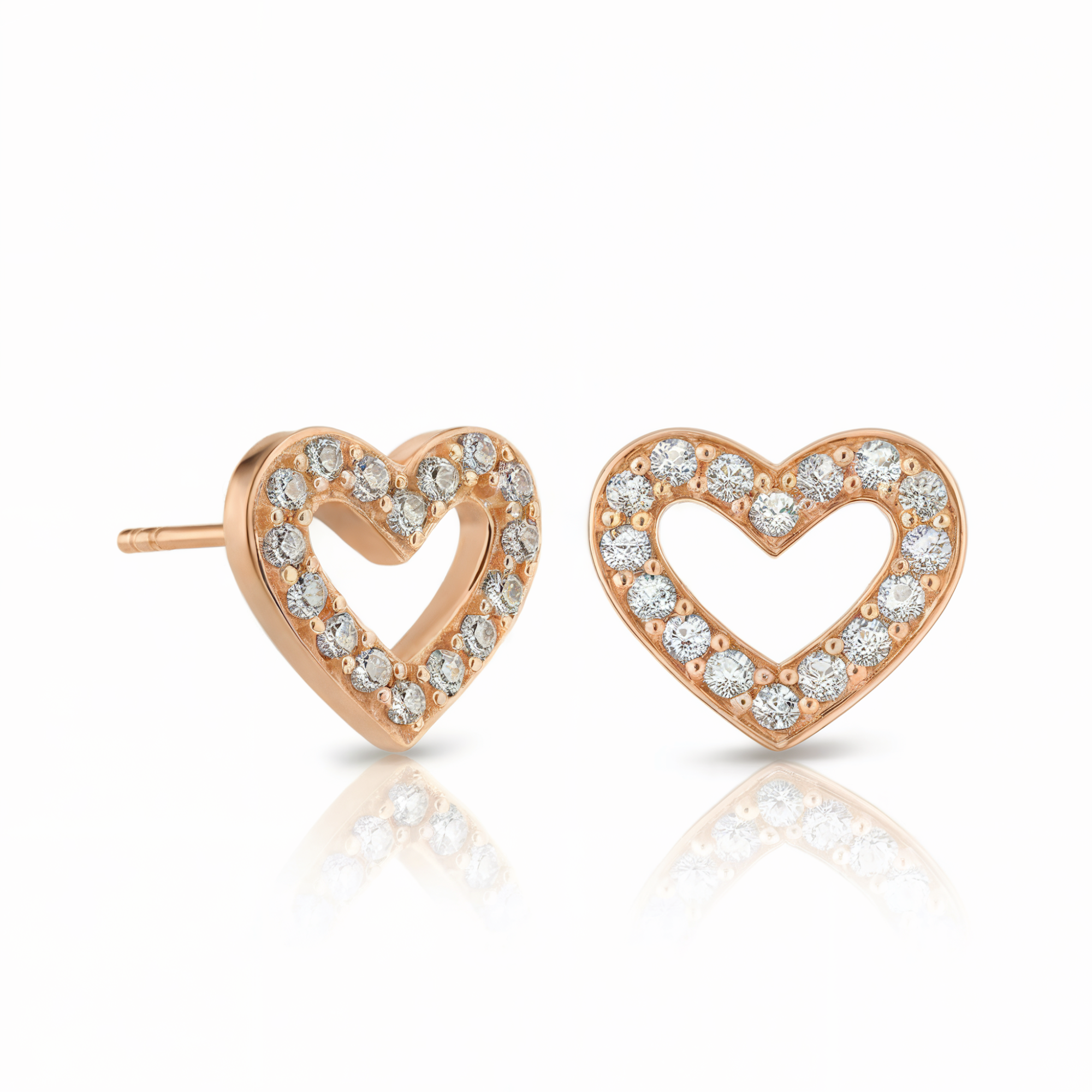 Boucles d'oreilles classiques à clous cœur ouvert