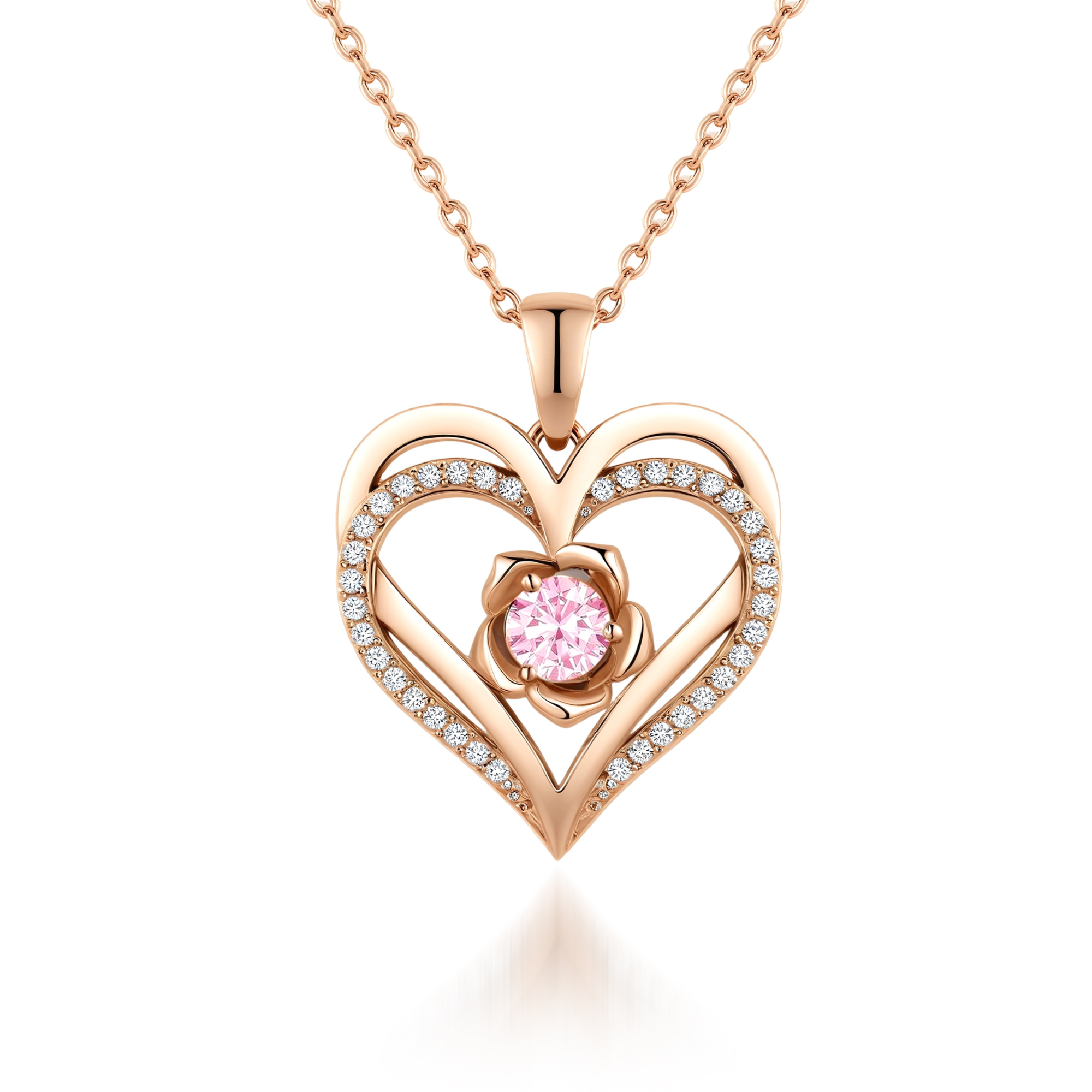 Bloem Hart Geboortesteen Ketting Hanger
